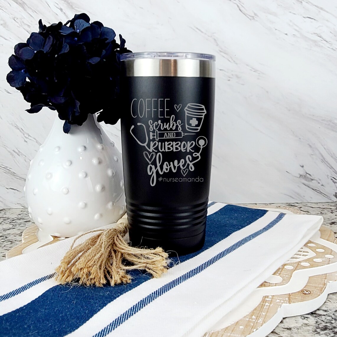 Personalized 20oz Steel Tumbler - Custom Coffee Mug - Thermos Cup