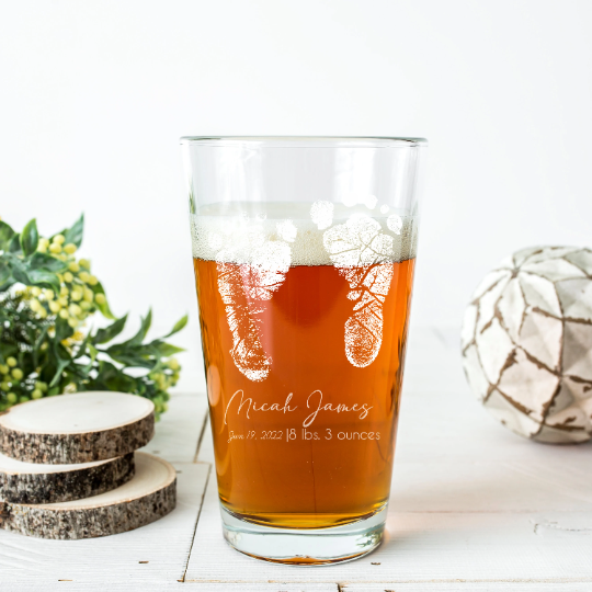 Wedding & Celebrations :: Wedding Gifts :: Wedding Favors :: Baby  footprints, beer glass, pint glass, custom beer glass, gifts for dad, first  time dad gift, memorial gifts, handwriting, pint