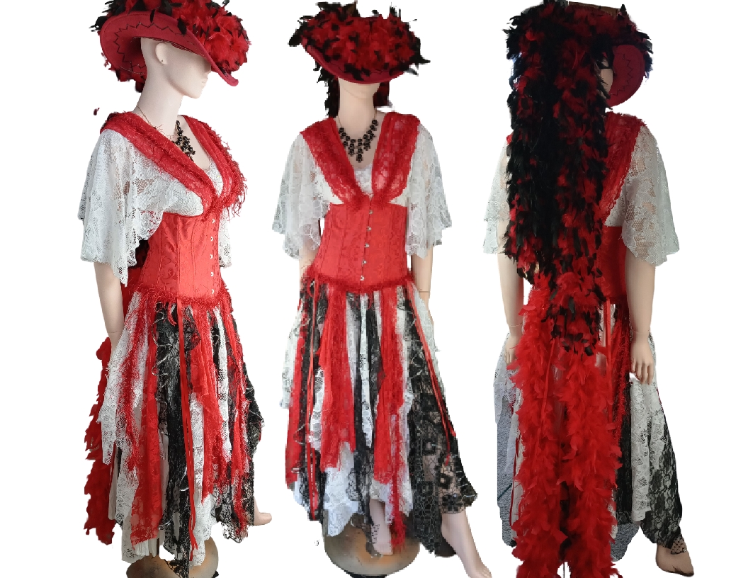 Clothing & Accessories :: Black, white and red steampunk musketeer