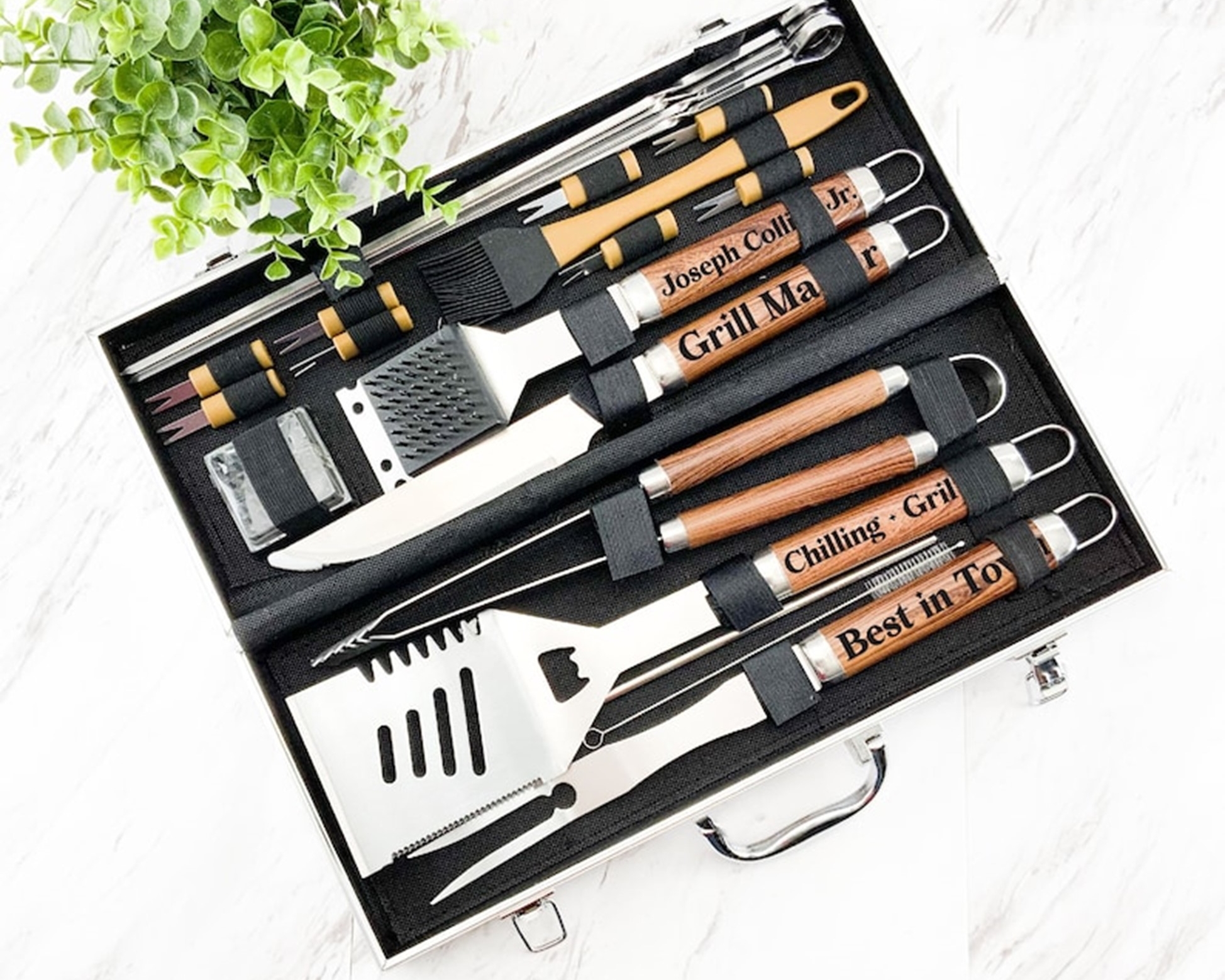 Personalized Grill Tool Set Engraved BBQ Tools Husband Gift Dad