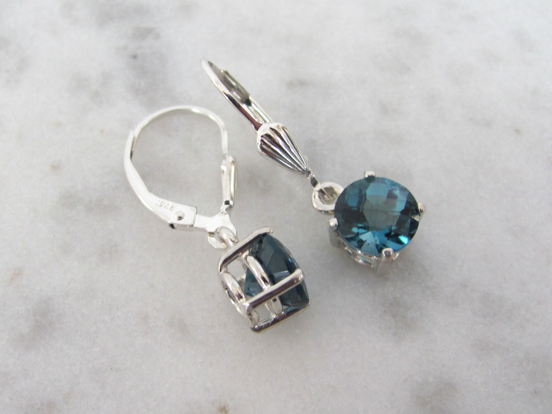 London Blue Topaz Stud Earrings - Silver