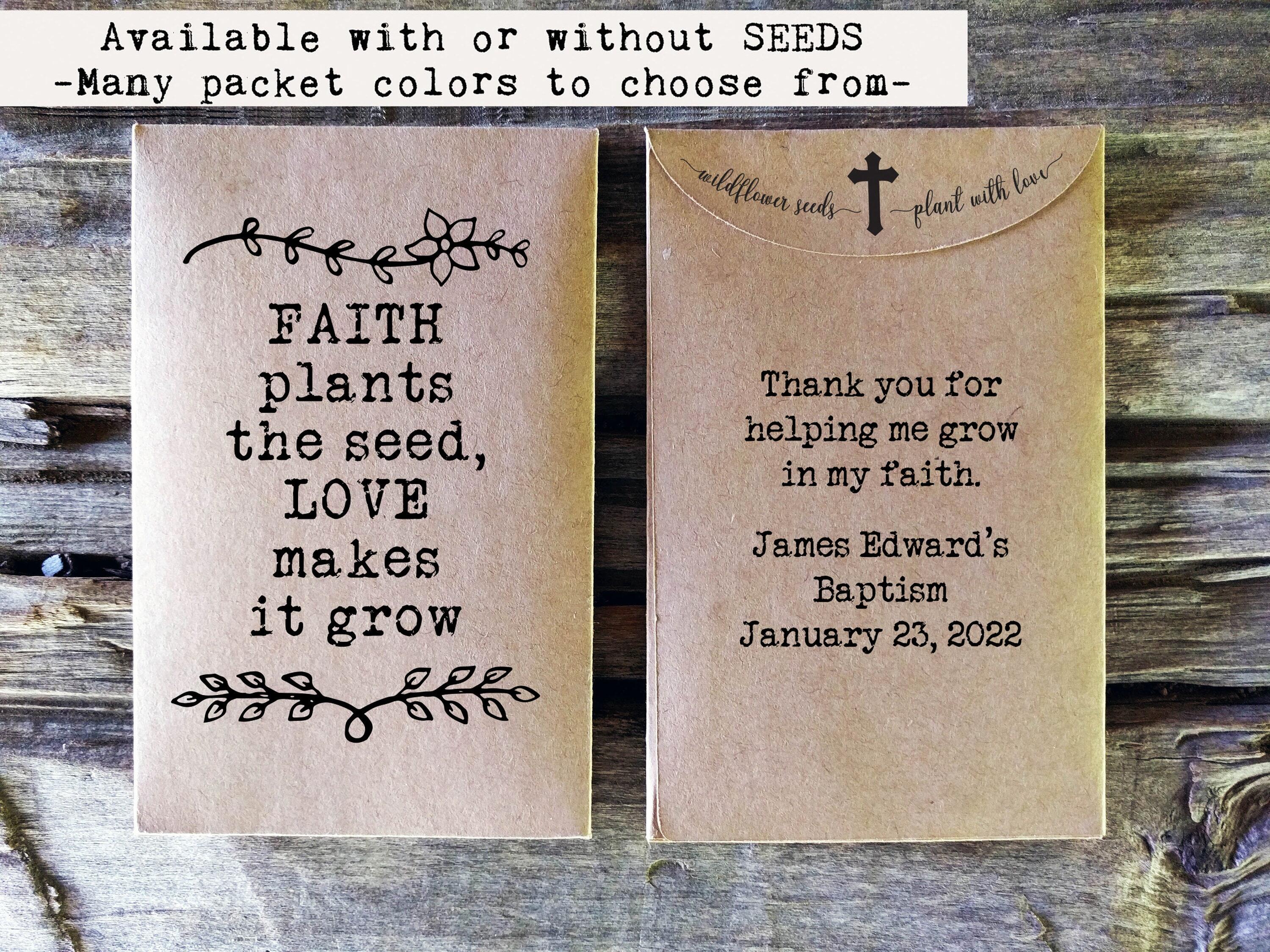 Christian Baby Shower Seed Packet Favor, Faith Plants the Seed, Custom  Personalized Seed Packets, Bible Verse Rustic Baby Shower Favor