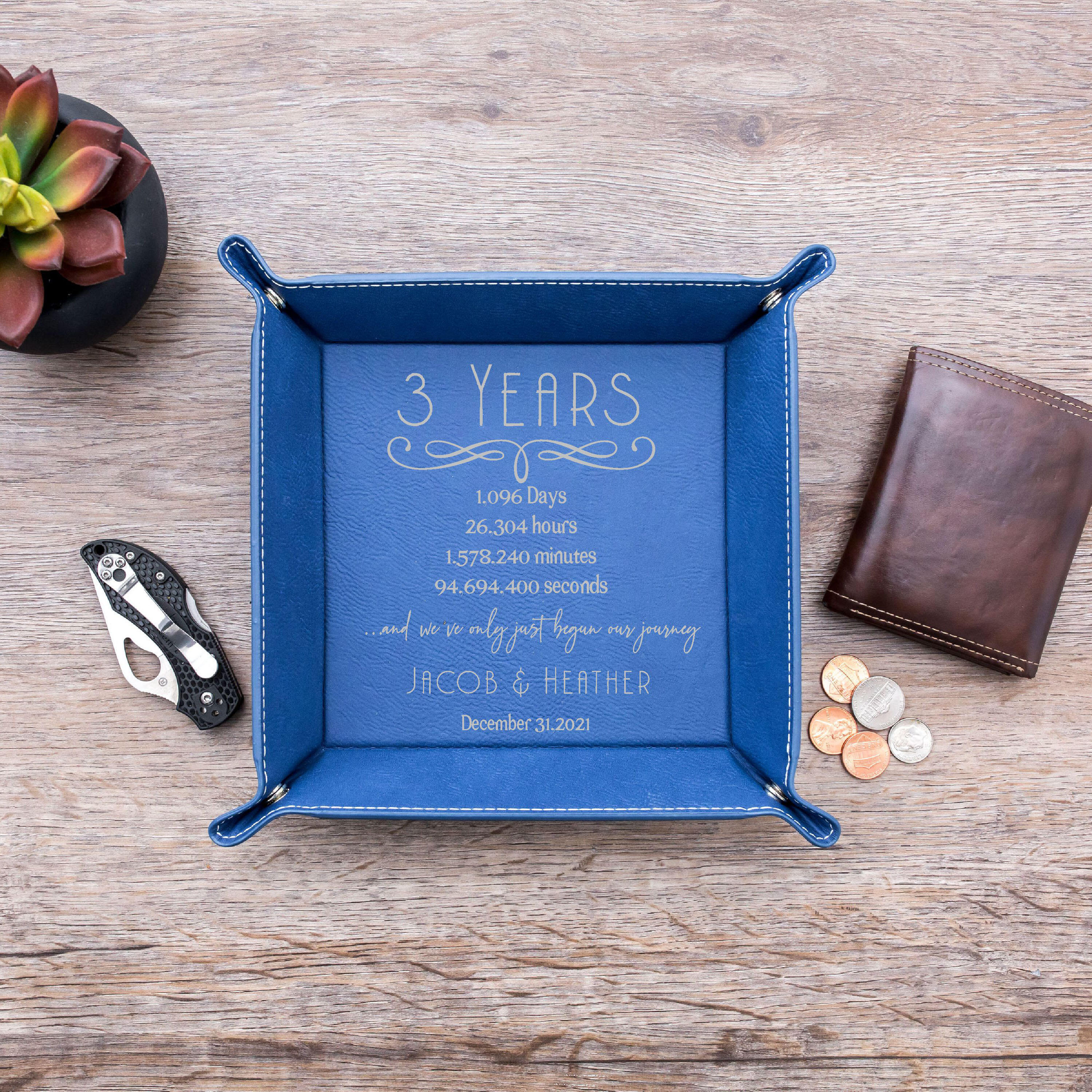 Large Monogram Leather Catchall (custom leather valet tray, custom gift,  personalized groomsmen gift, 3rd anniversary gift, gift for him)