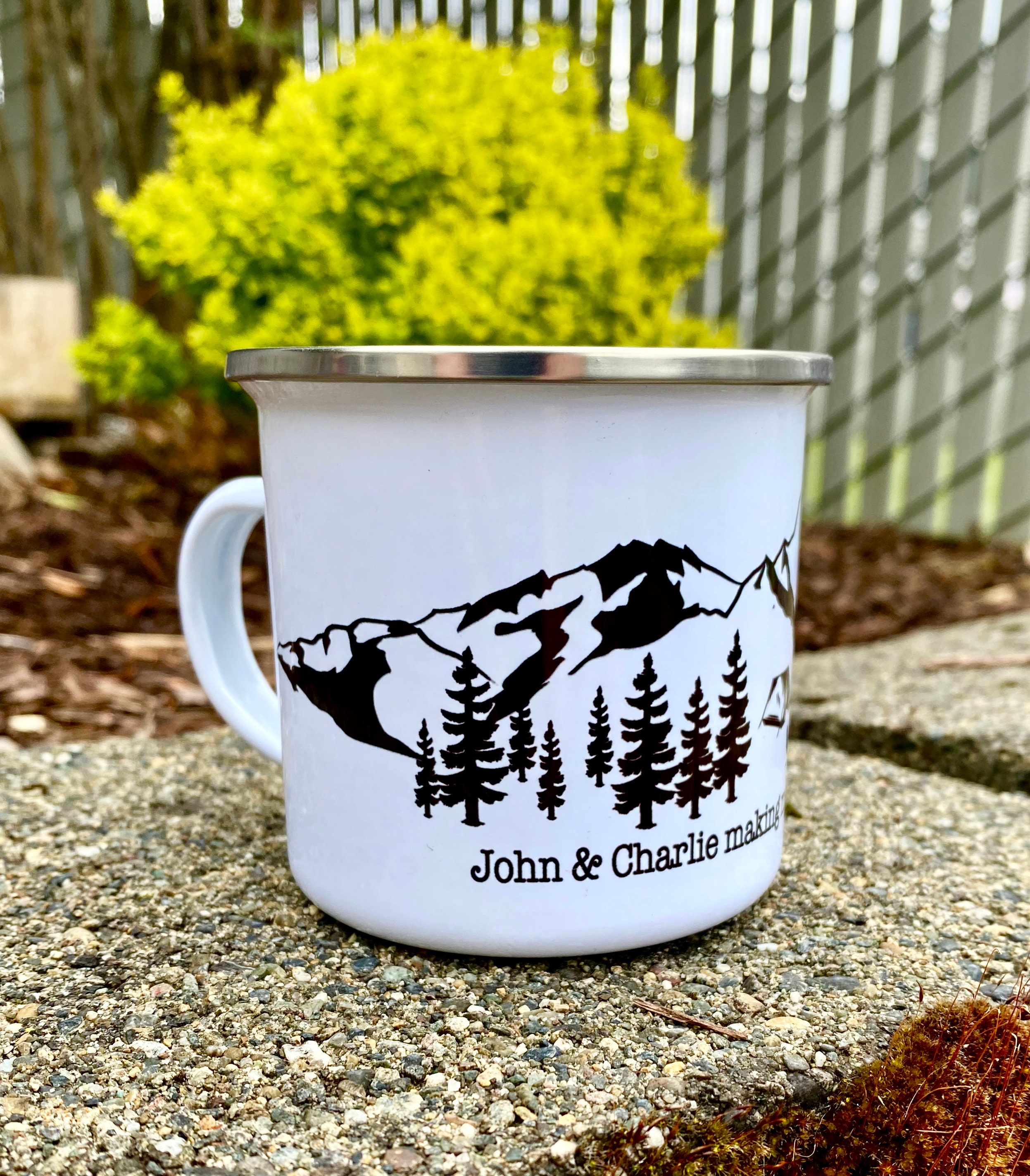 Personalized Campfire Mug 12oz Enamel Camping Coffee Mugs Outdoor