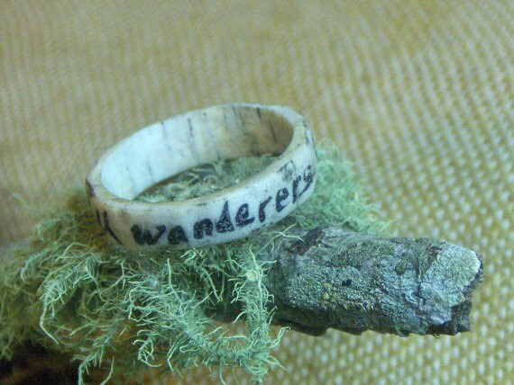 rem Riet ginder Products :: The Wanderer. Handmade carved deer antler ring. Made to order  in YOur size