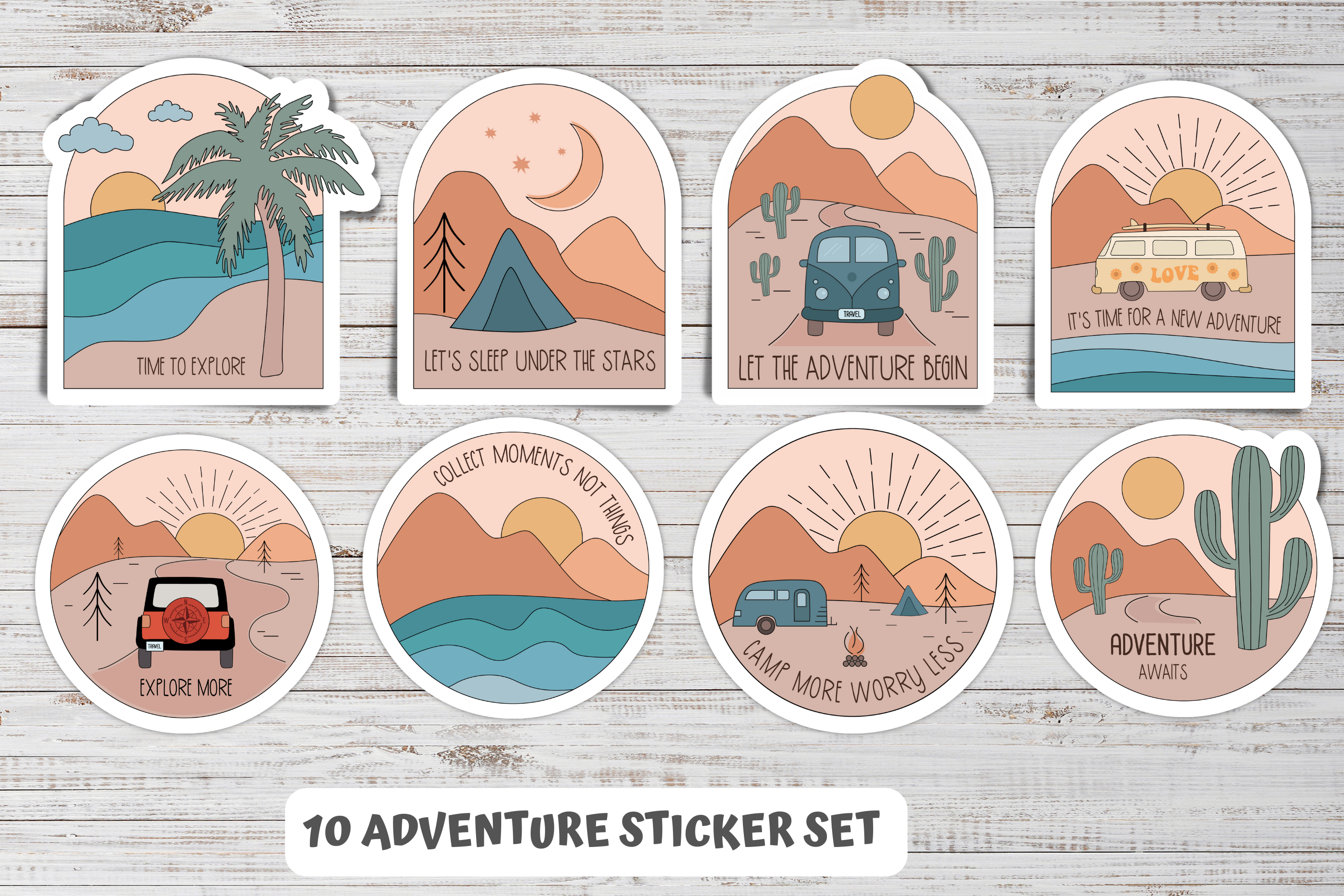 Home & Living :: Decals & Stickers :: 10 Pcs Adventure Sticker