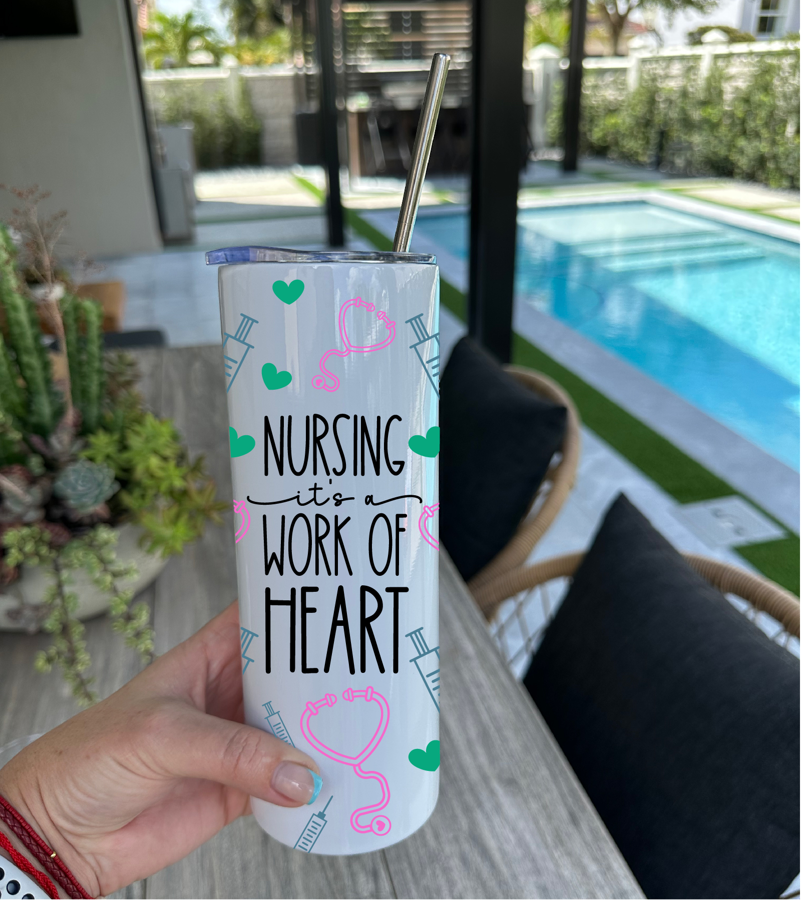 Nursing is A Work of Heart Water Bottlenurse Bottlenurse 