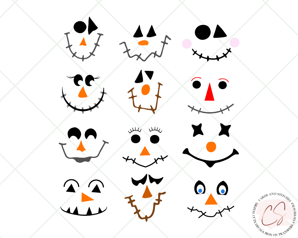 Scarecrow Faces SVG and Clipart Bundle