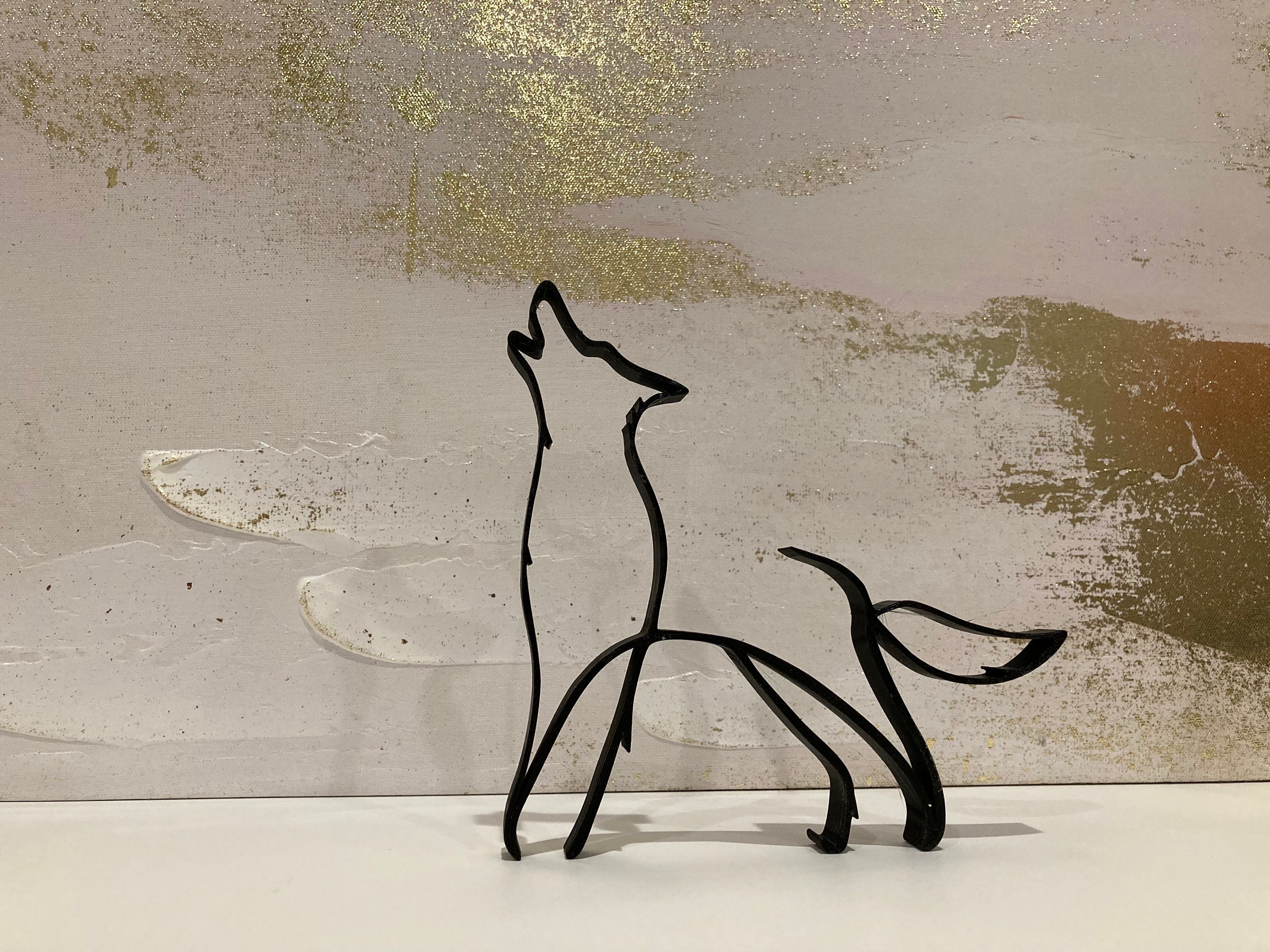 Wolf Sculpture, Wildlife Art, Minimal Wire Art, Cabin and Home Decor —  Wired by Bud