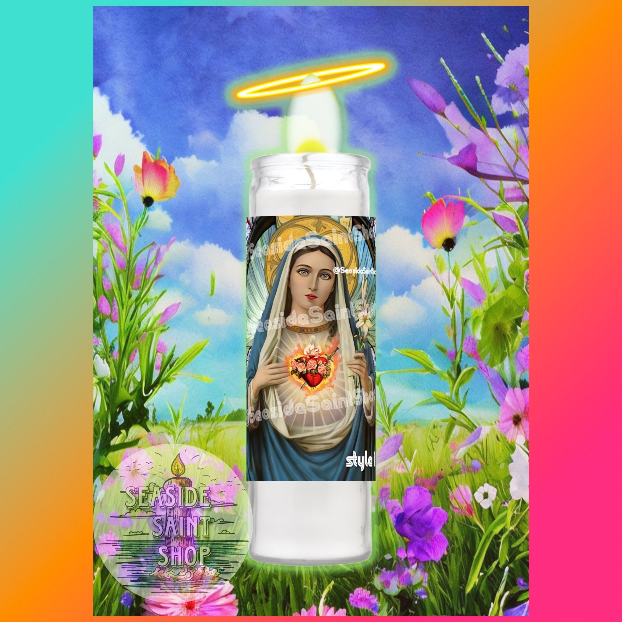 Custom Virgin Mary Prayer Candle Home Decor