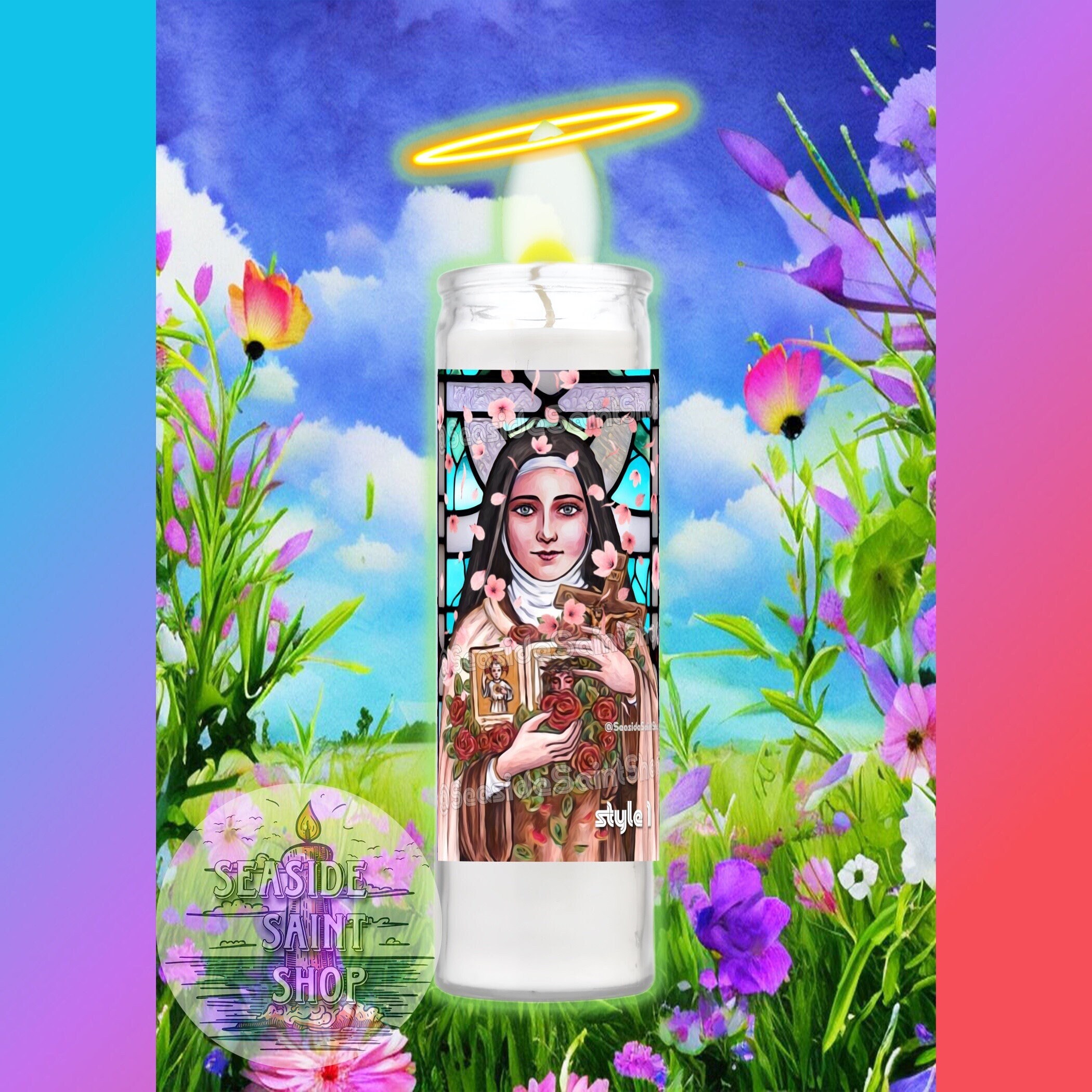 Custom Saint Therese of Lisieux Prayer Candle Home Decor
