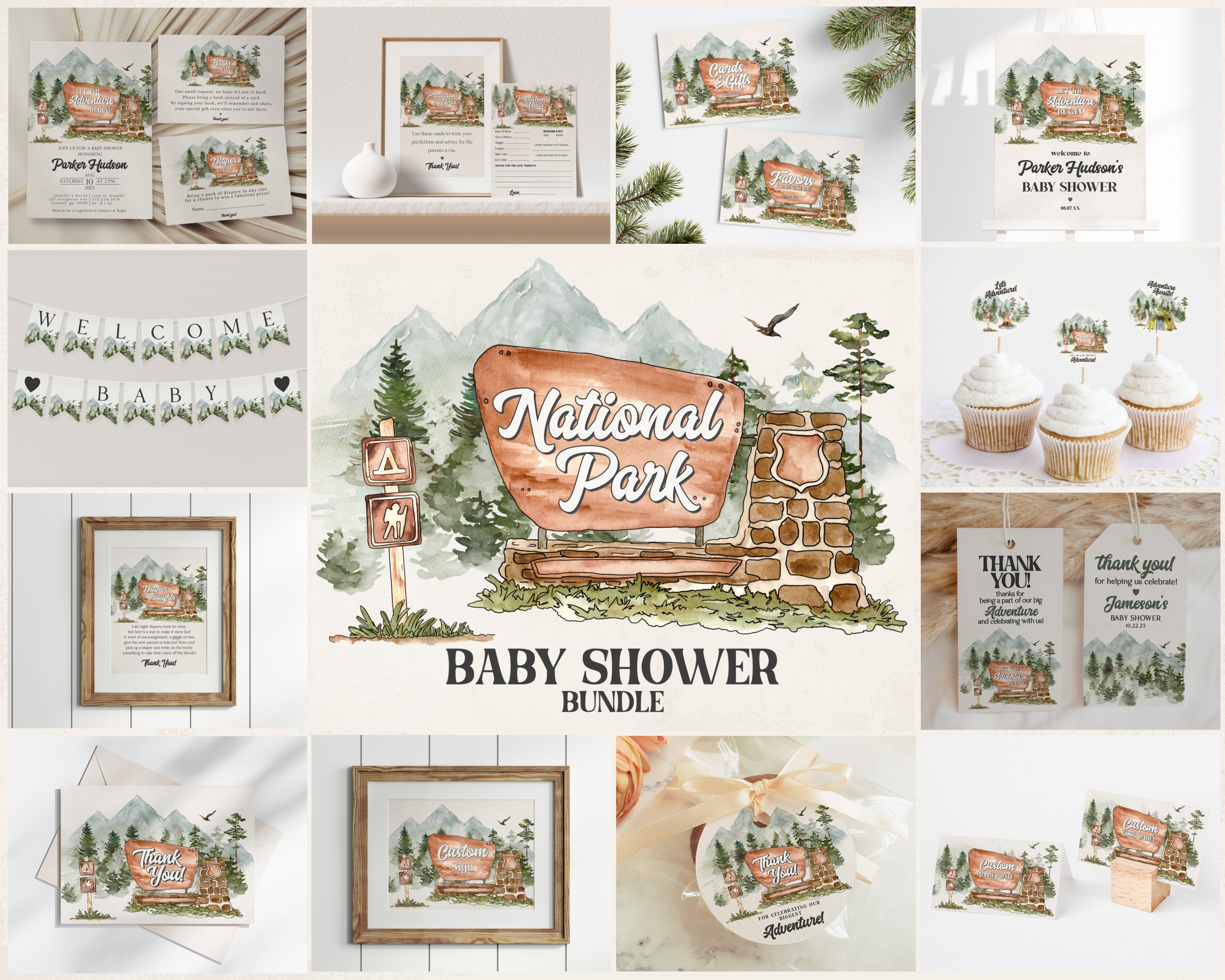 Woodland Baby Shower Games Bundle Woodland Baby (Instant Download