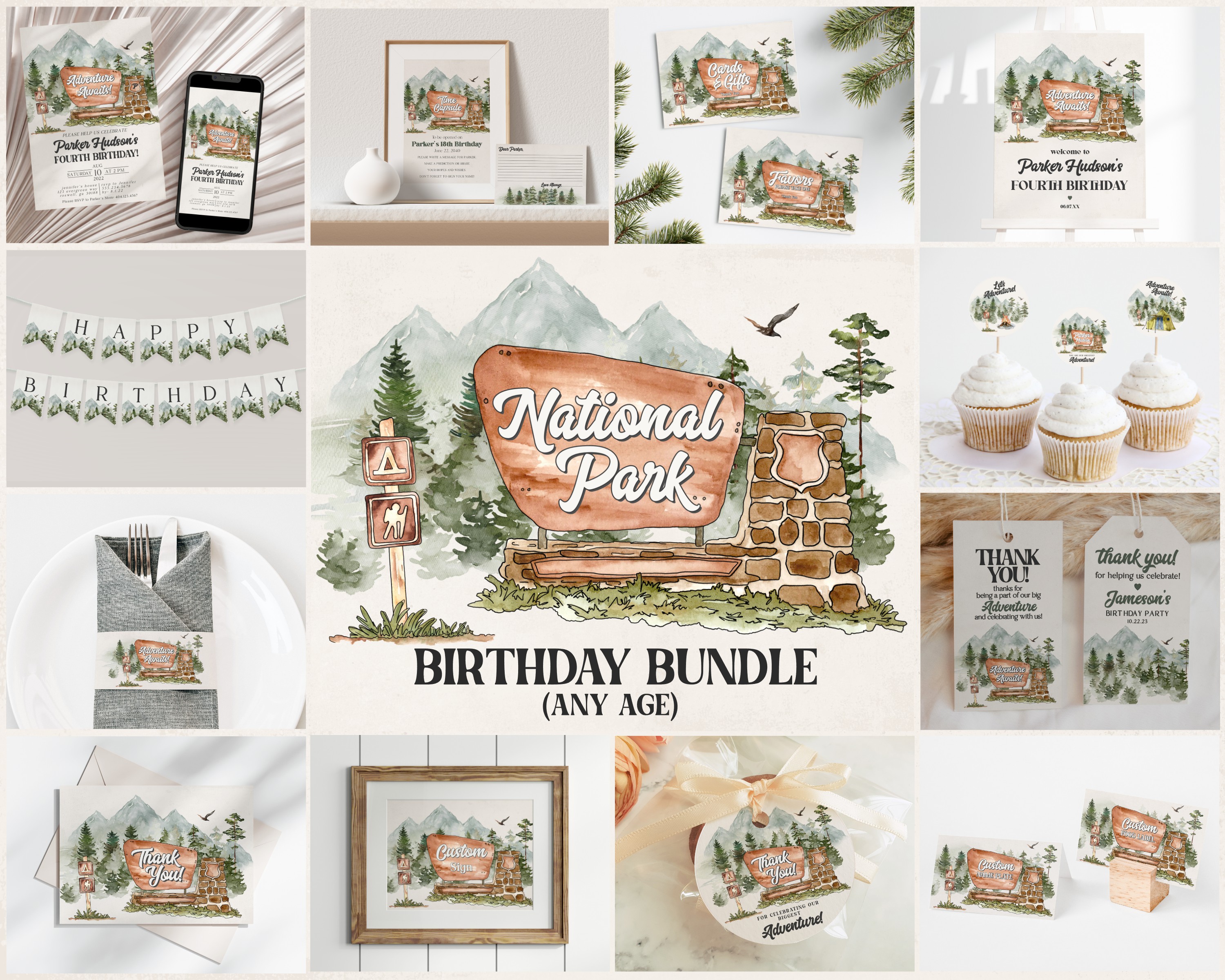 Fishing Party Printable Decorations & Invitation Template Bundle