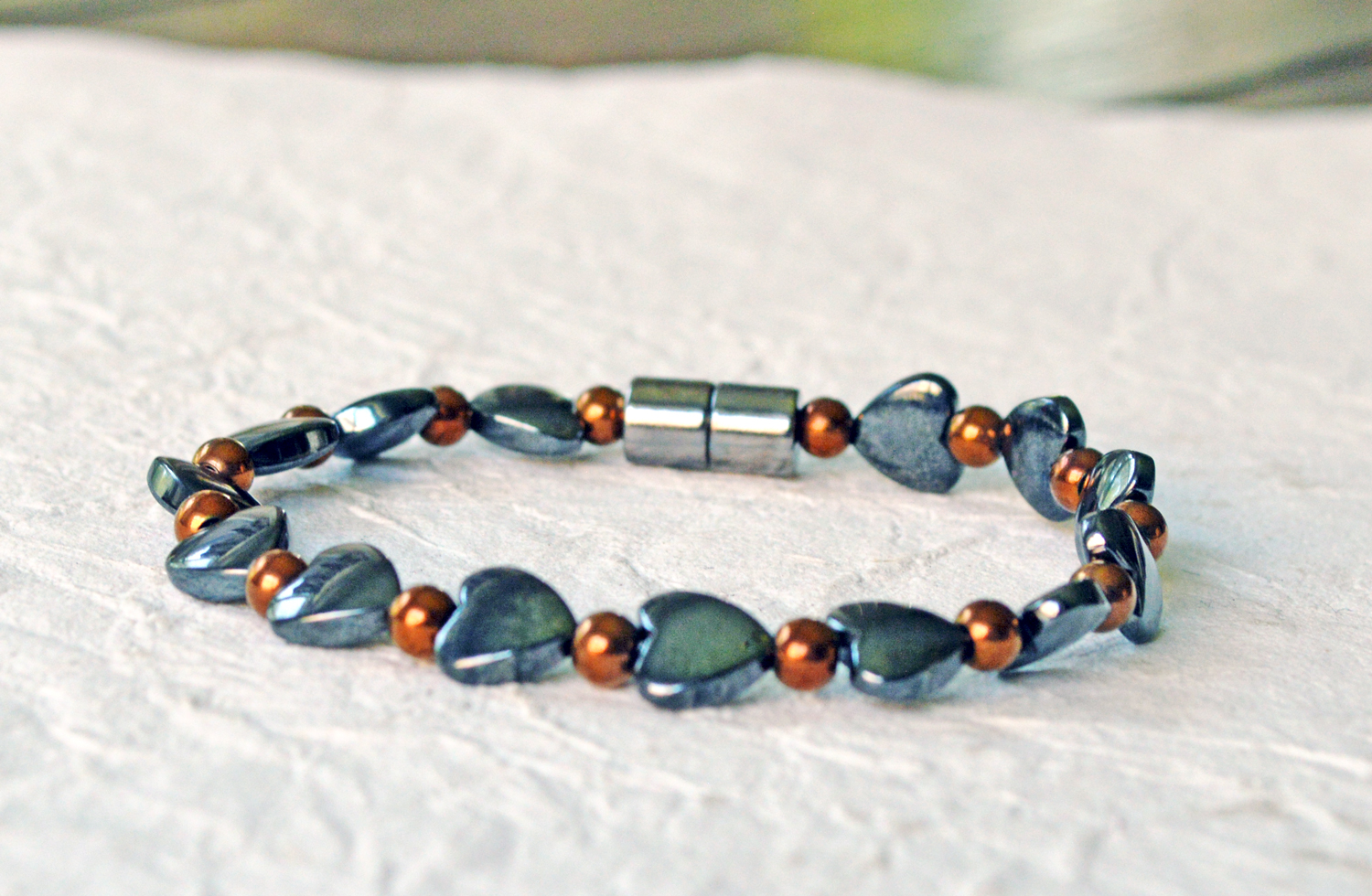 Hematite Copper Bead Necklace 4mm Round Hematite Beads Handmade Copper Bead  Necklace