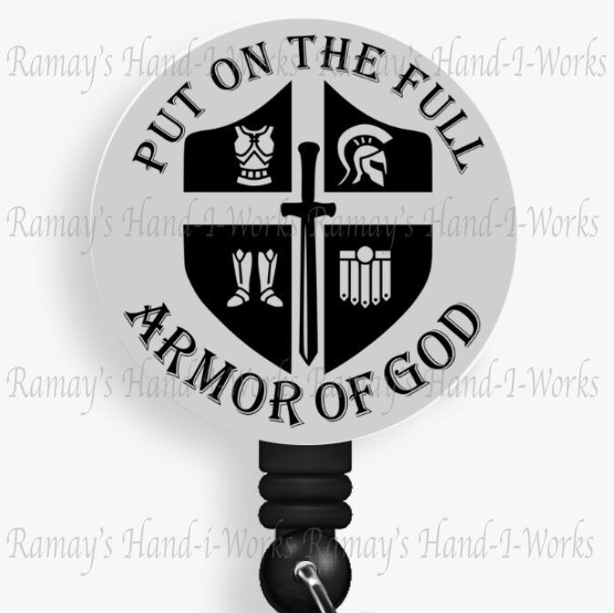 The Full Armor Of God, Gray Badge Reel & Lanyard Badge Holder