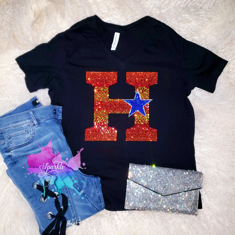 Clothing & Accessories :: Women's :: Shirts, Tops & Tees :: Astros Ombre H  Crystallized Tee