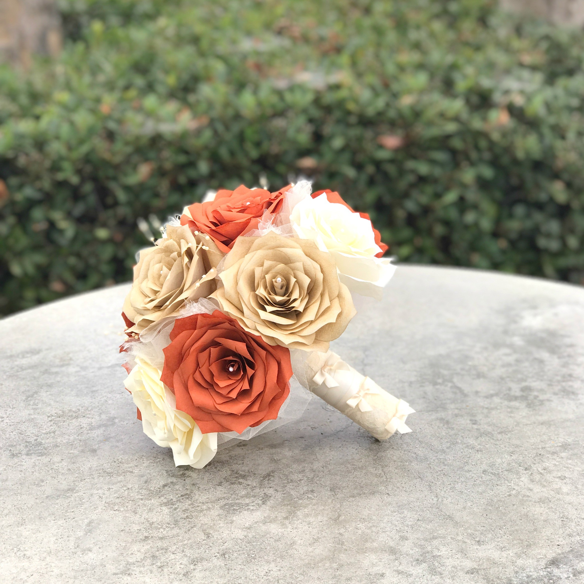 Wedding Burnt Orange Wooden Roses Choose amount required Colour No.14 