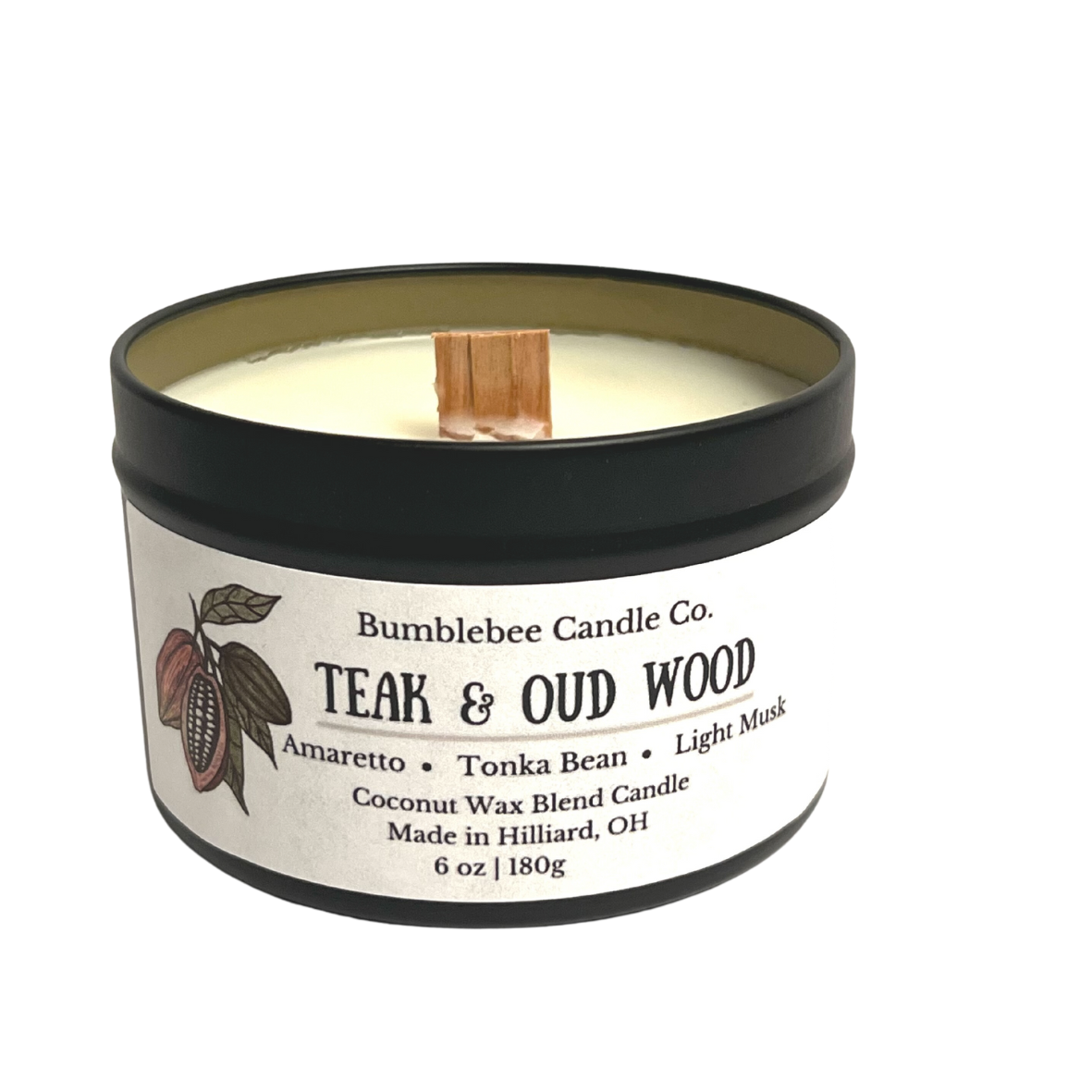 Tonka & Oud Soy Candle, Crackling Wood Wick