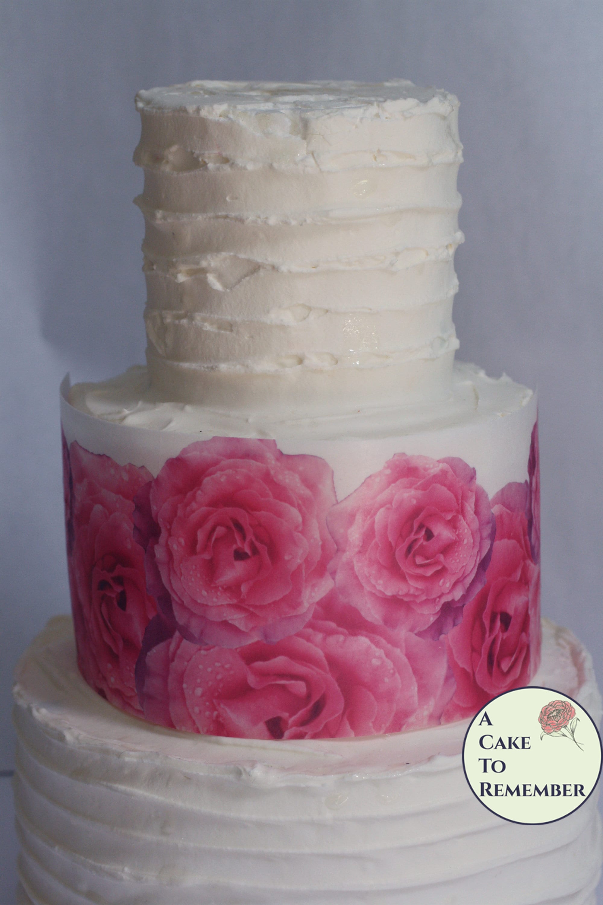 Products :: Pink roses wafer paper cake floral border wrap for cake  decorating. Edible paper to wrap a cake tier covered with buttercream or  fondant