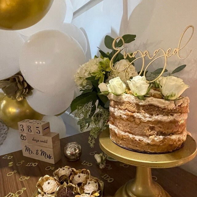 Engaged Acrylic Cake Topper For Engagement Wedding Celebration Decorat –  Party Sharty