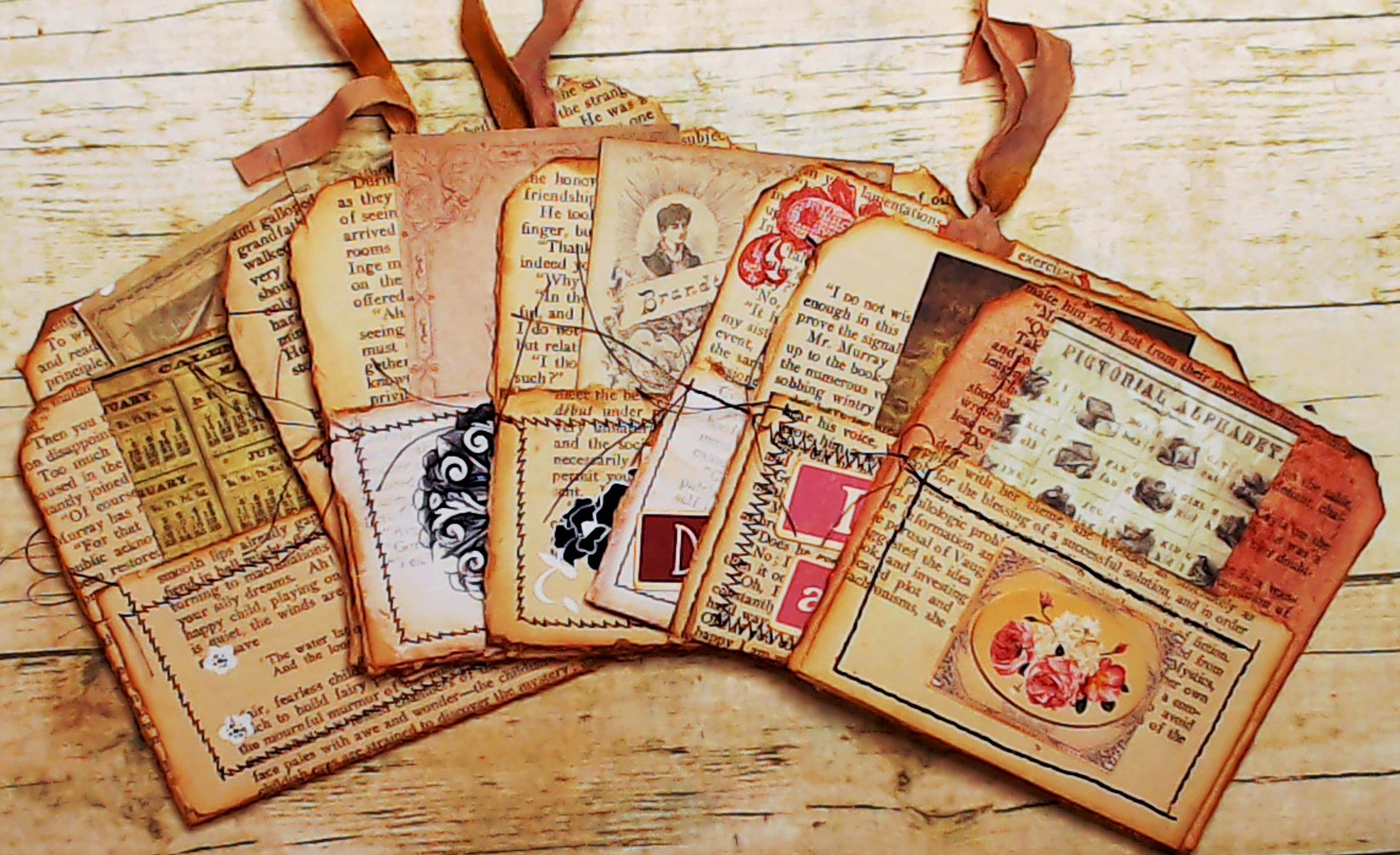 Products :: Library Pockets from Vintage Book Pages, Junk Journal Ephemera  Kit, Handmade