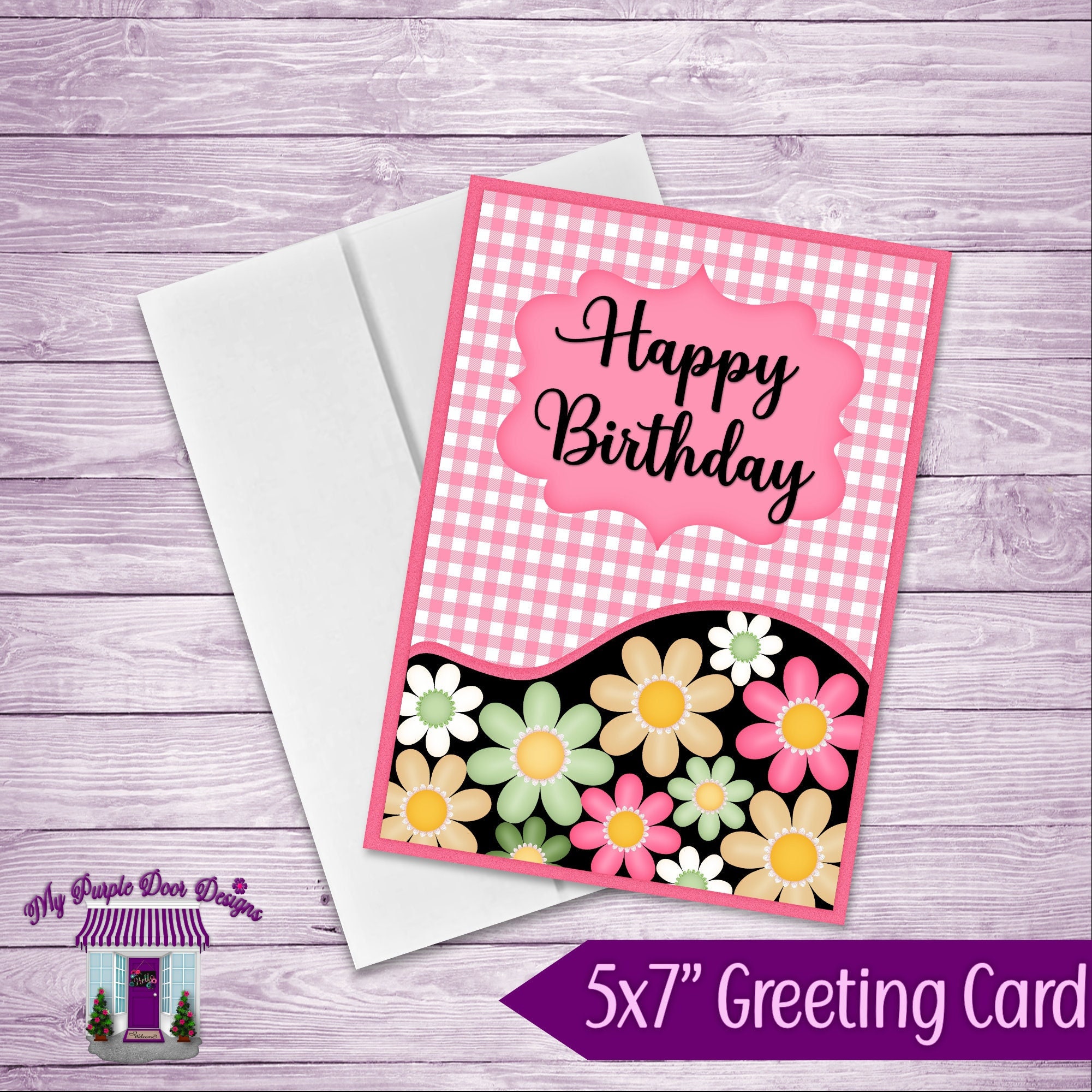 Handmade floral birthday greeting card- Floral birthday greeting card