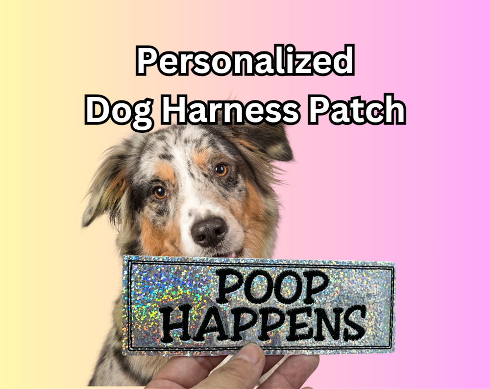 Home & Living :: Pets :: Pet Clothing & Accessories :: Personalized  Embroidered Smooth Glitter Holographic Dog Harness Patch Velcro Backing