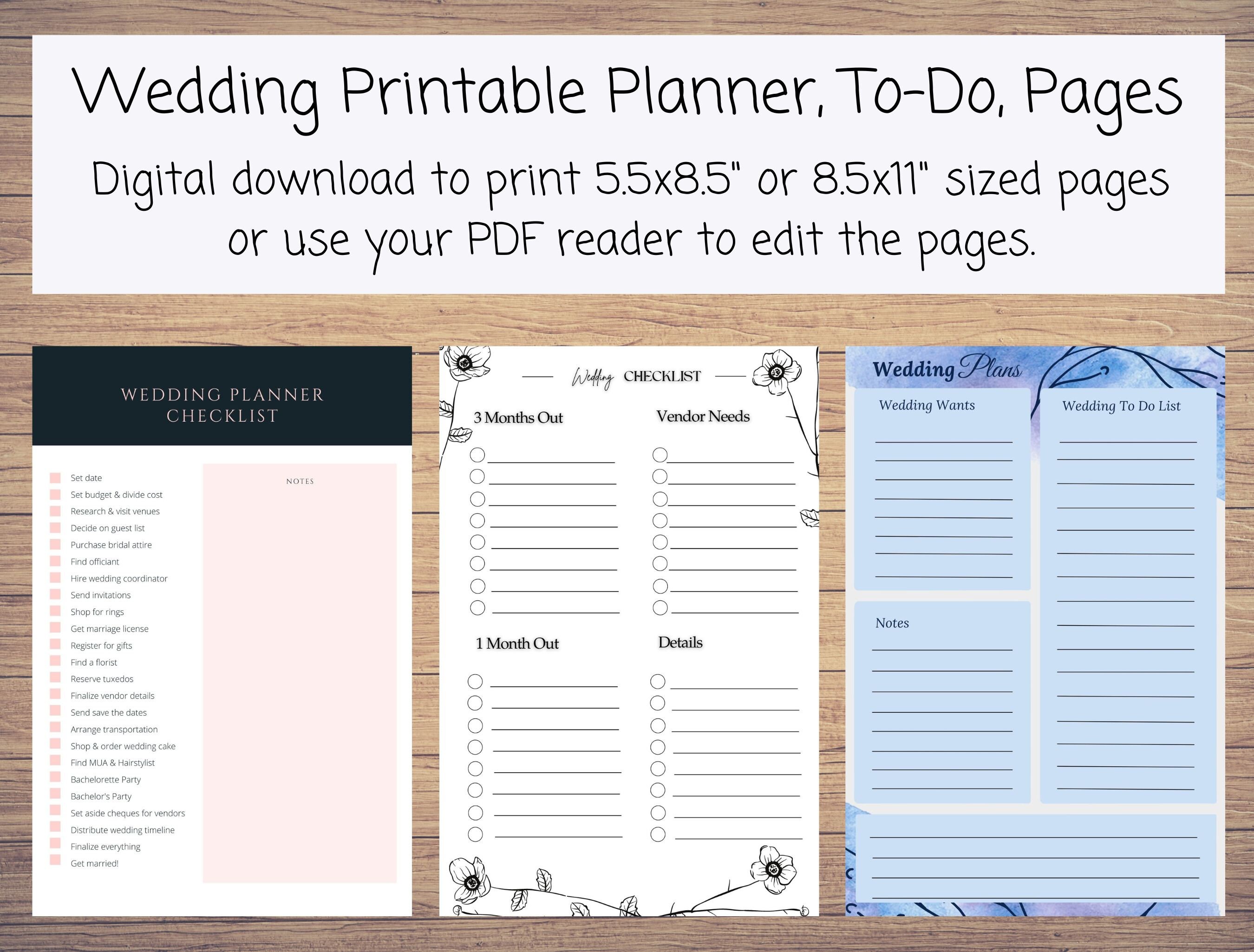 Wedding Planner Checklist Wedding Worksheets Printable -   Wedding  planner printables, Wedding planner binder, Wedding planning book