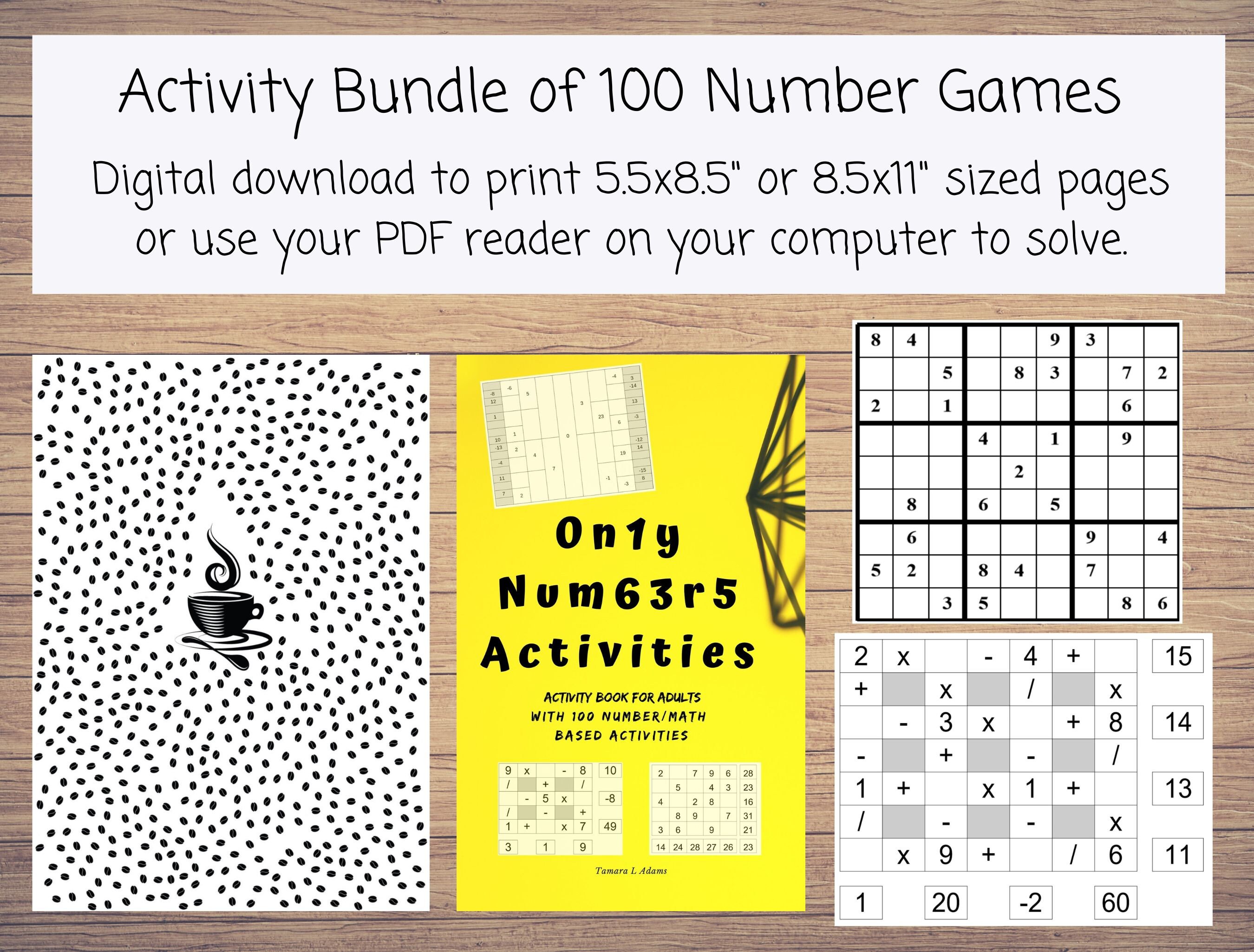 Fun & Games :: Books :: Activity Books :: Only Numbers Activities: Activity  Book for Adults with 100 Number/Math based games, Math Quest, How Many,  Sudoku, Number Blocks, Math Square