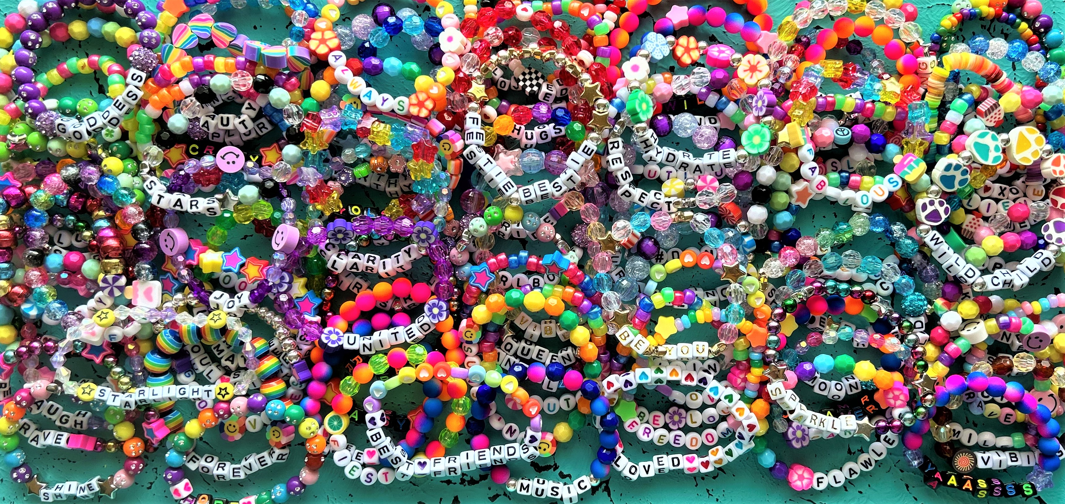 Kandi bracelets lot of 5-100 friendship bracelets rave EDM music concert  bracelets