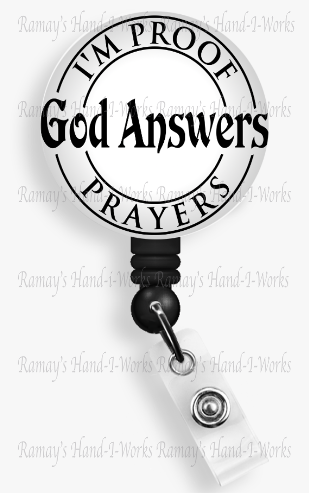 Christian, I'm Proof God Answers Prayers Badge Reel & Lanyard