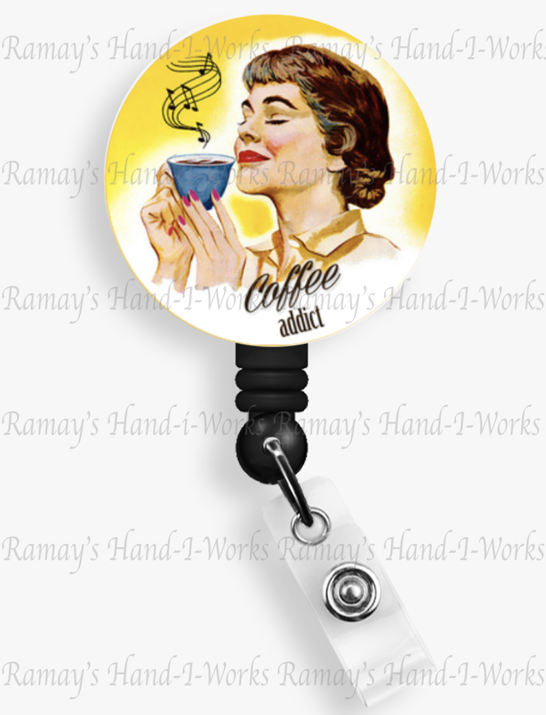 Nurse Coffee Addict Badge Reel & Lanyard Badge Holder