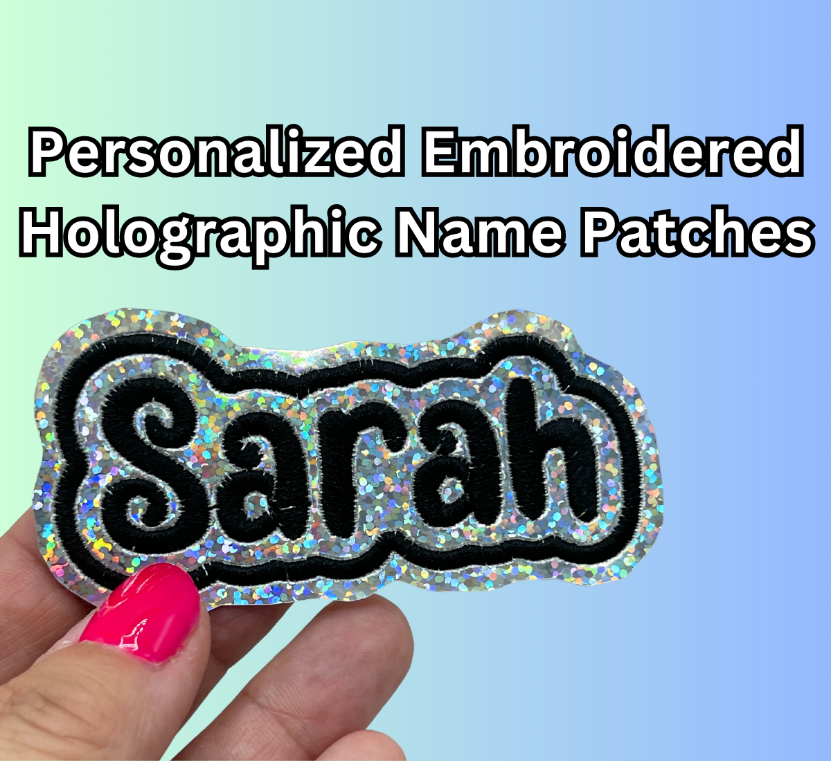 Name Embroidery Patch, Custom Patches Name, Green Name Patches