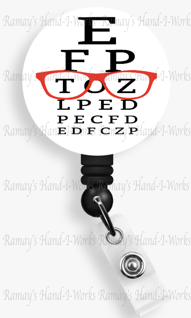 Personalized Eye Chart Badge Reel Retractable Badge Reel Badge Clip ID Card  Holder Badge Holder 