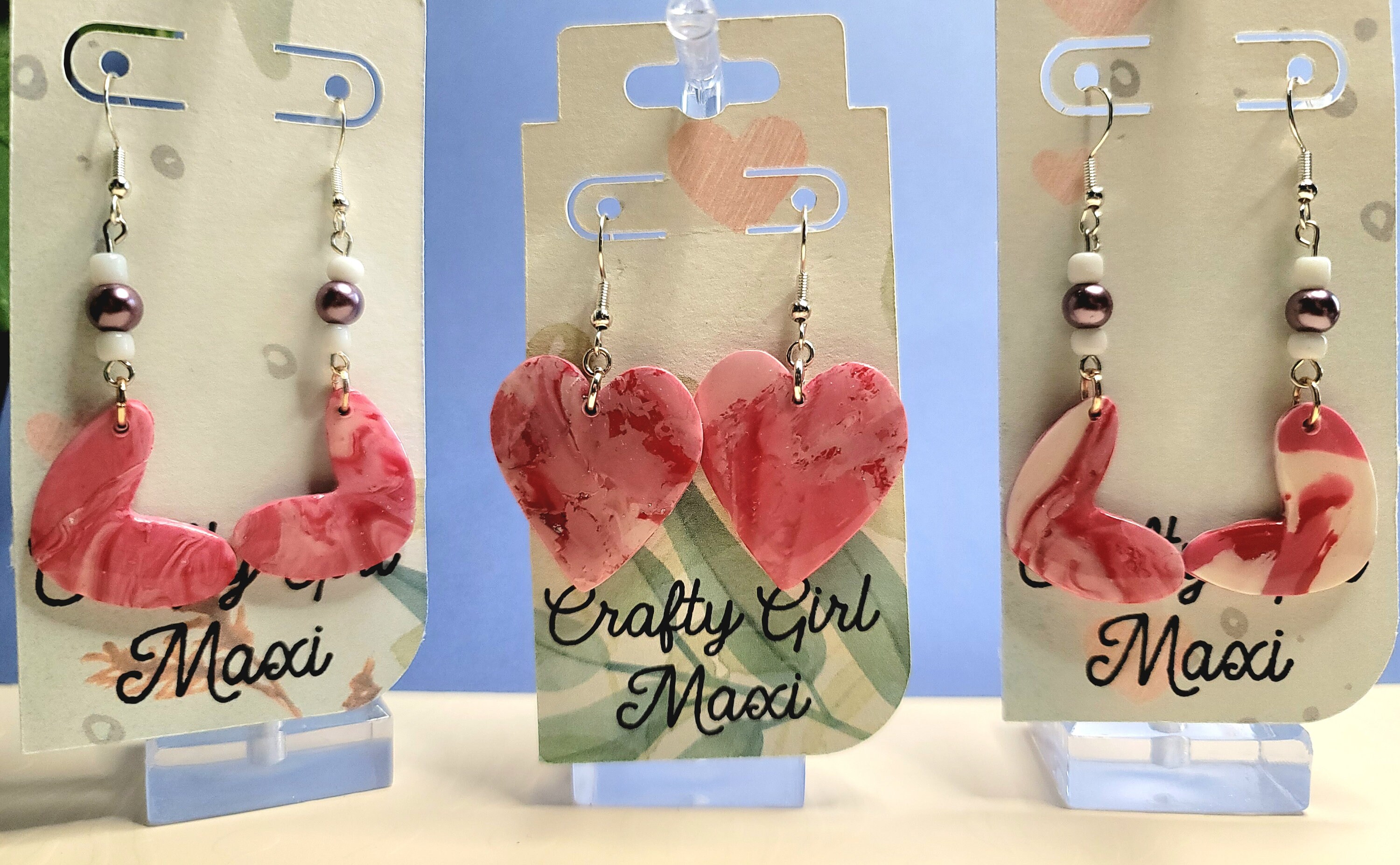 Conversation Heart Dangles Statement Earrings / Polymer Clay
