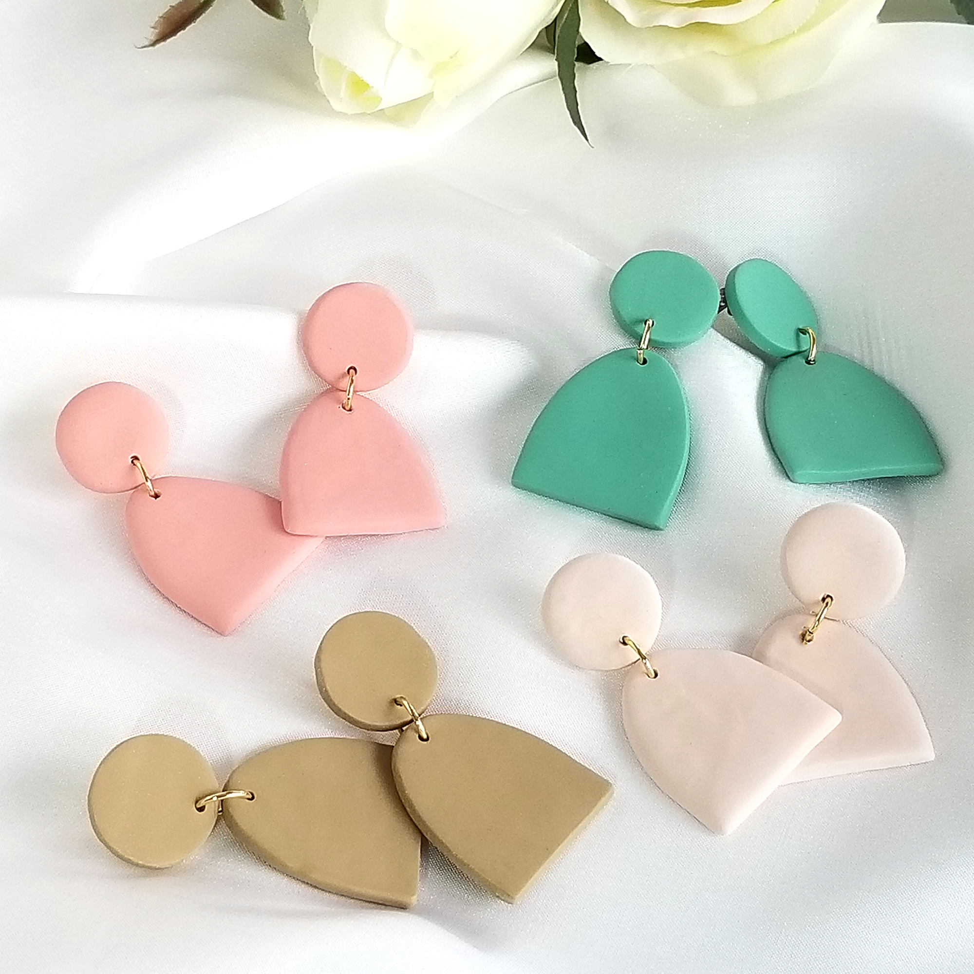 neutral polymer clay earrings