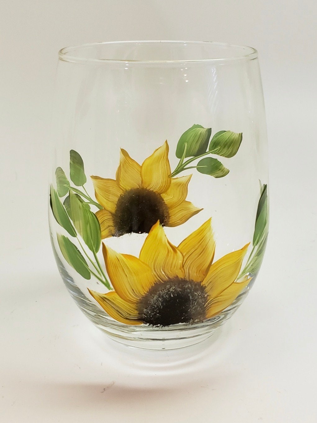 Sunflower Wine Glasses Set of 2 Stemless or Stemmed