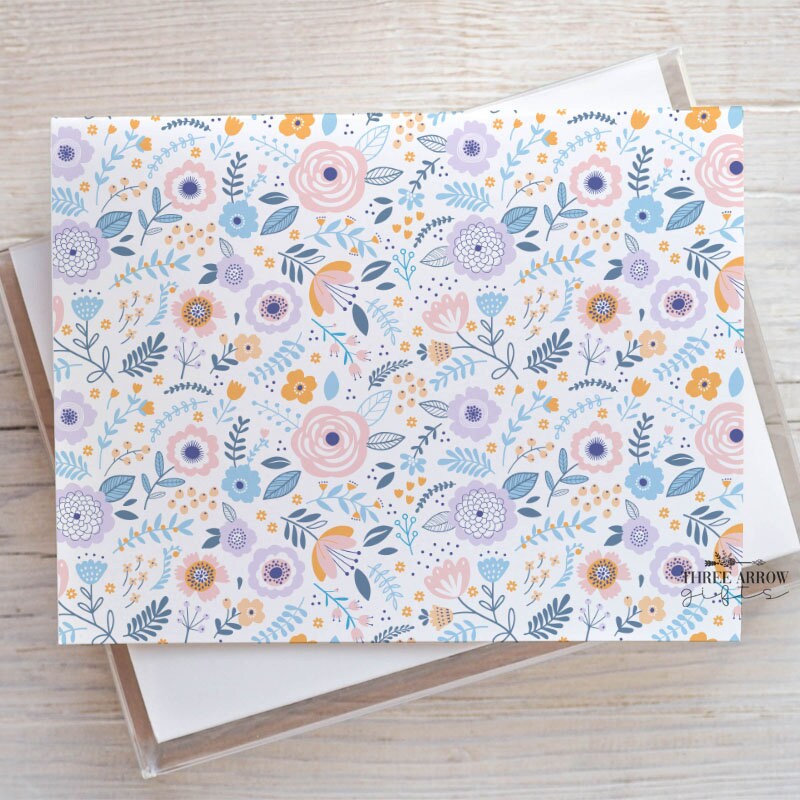 Products Blank Spring Blossoms Flat Note Cards, Note Cards with