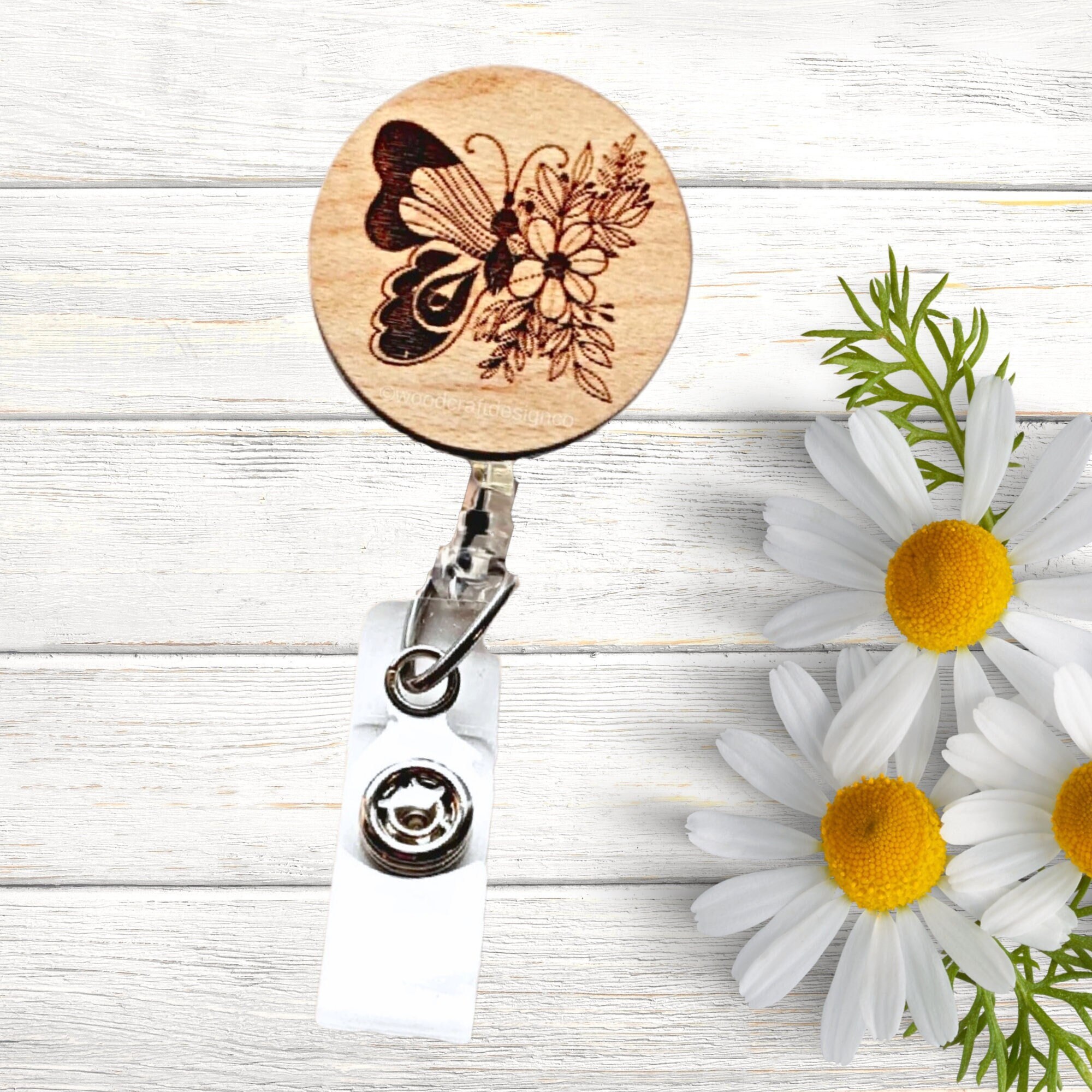 Butterfly Retractable Badge Reel Nurse Name Tag Holder for Work ID