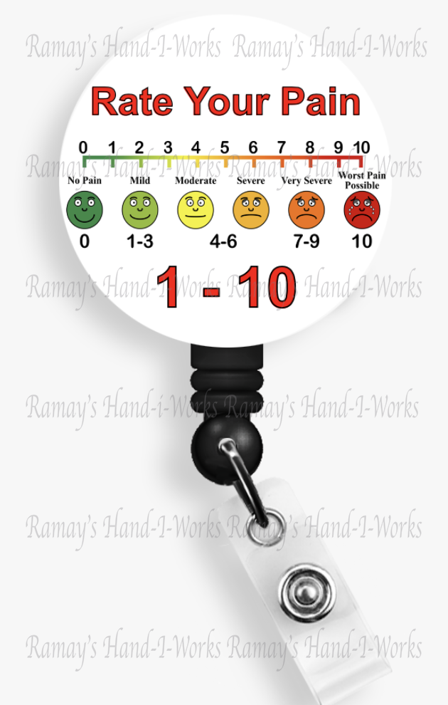Rate Your Pain Nurse's Retractable Badge Reel & Lanyard Badge Holder