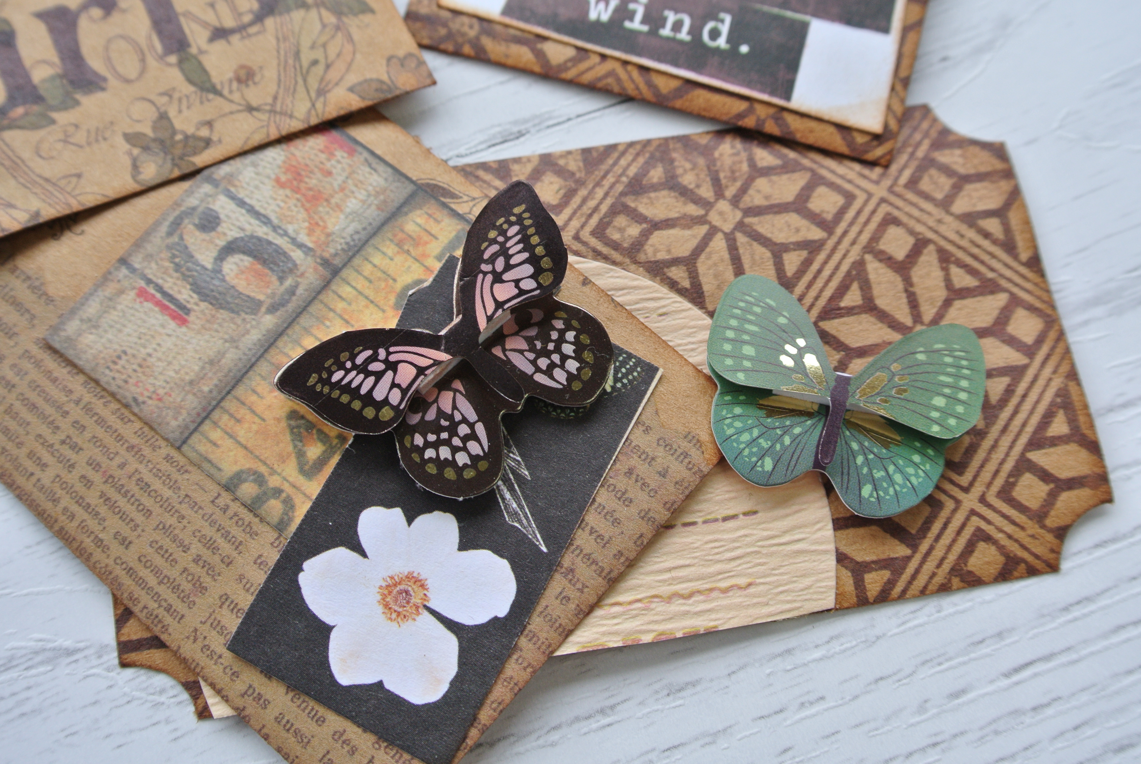 Ephemera for Junk Journals, Unique Book Page and Butterflies