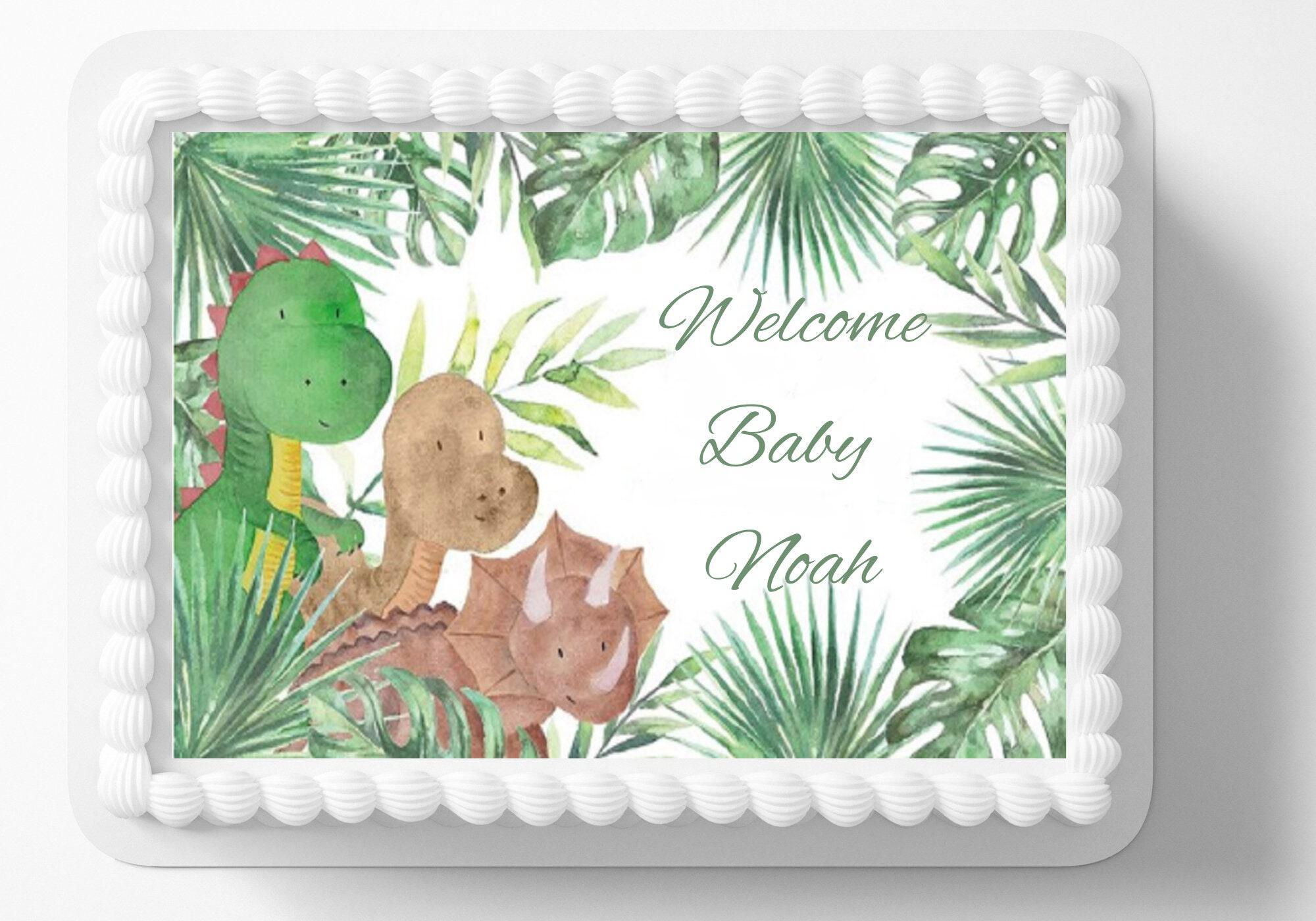 Wedding & Celebrations :: Party Supplies :: Cake Toppers :: Dinosaur Dino  Edible Image Baby Shower Themed Birthday Party Cake Topper Frosting Sheet  Icing Frosting Edible Sticker Decal