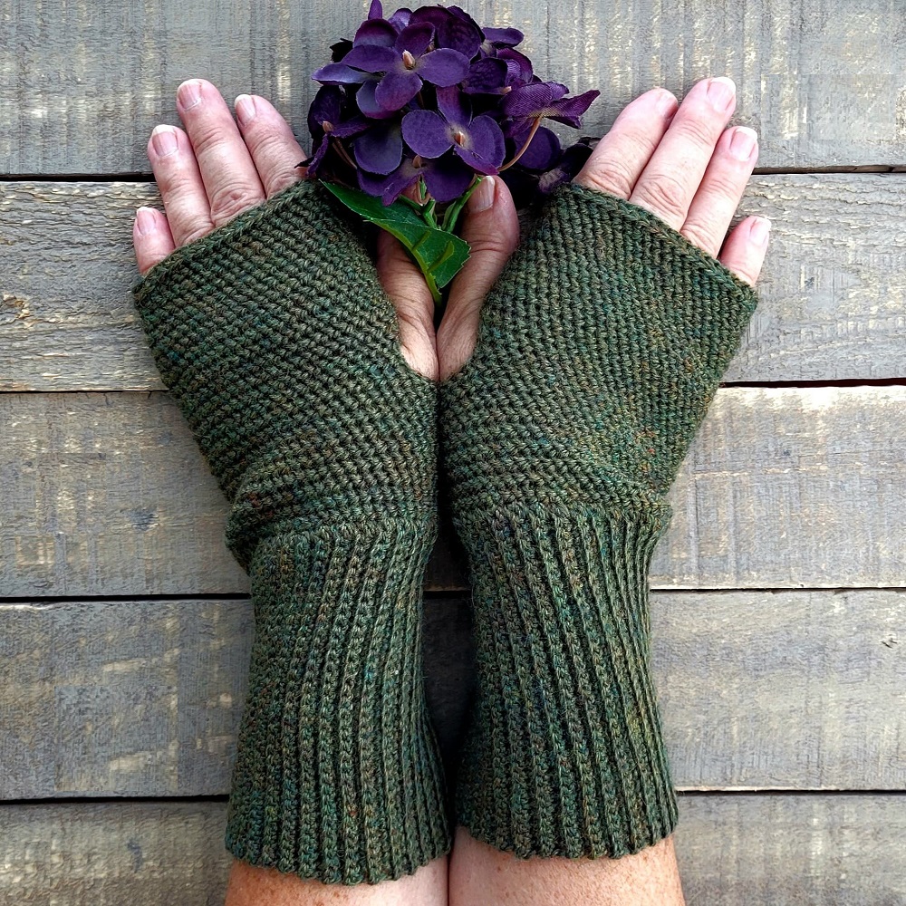 FINGERLESS WOOL GLOVES - OLIVE DRAB