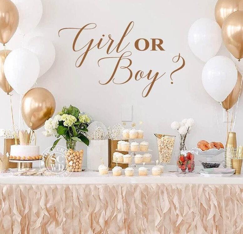 Boy Or Girl Gender Reveal Baby Shower Vinyl Sticker for Welcome Sign Board