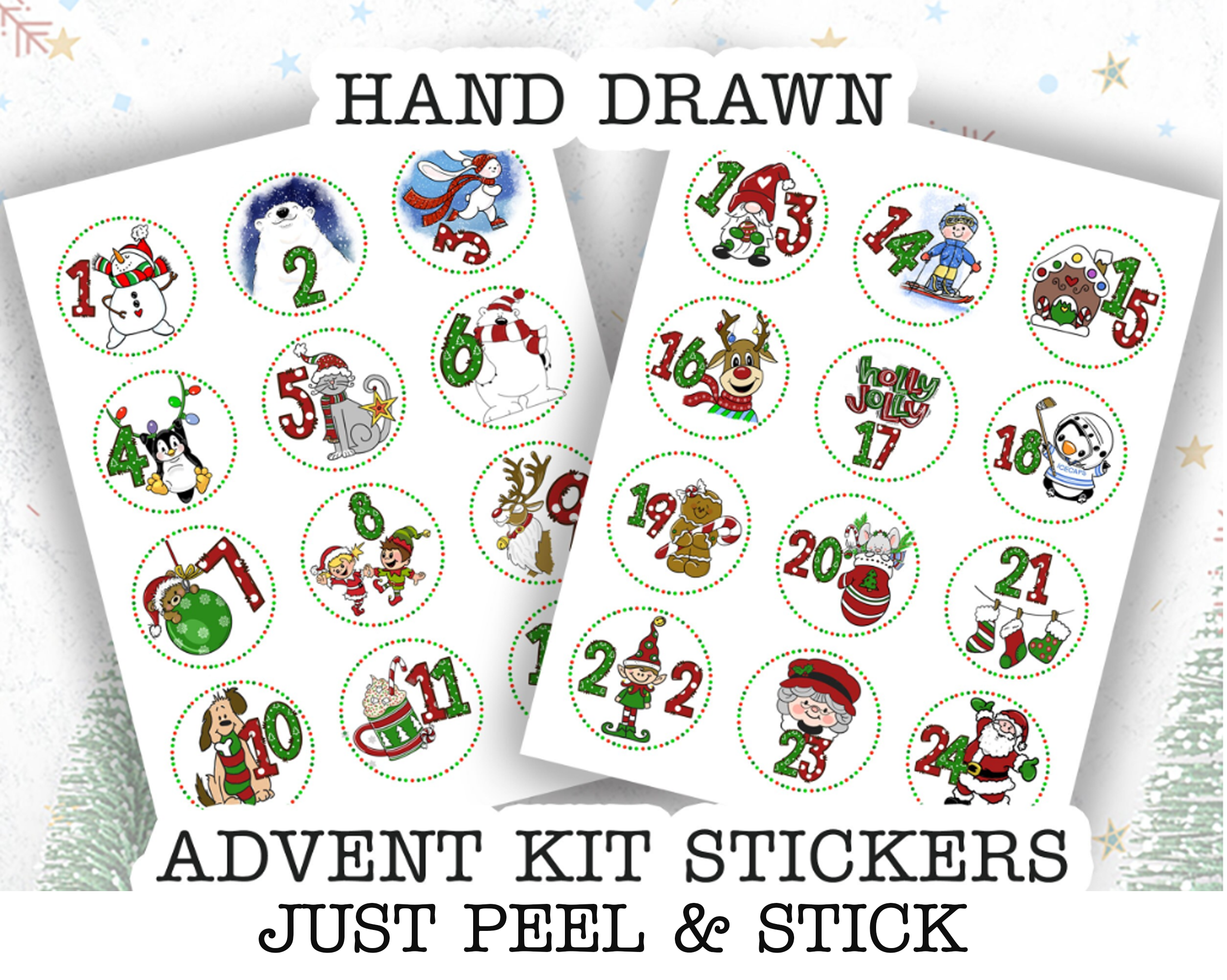 Christmas Advent Calendar Printable Stickers