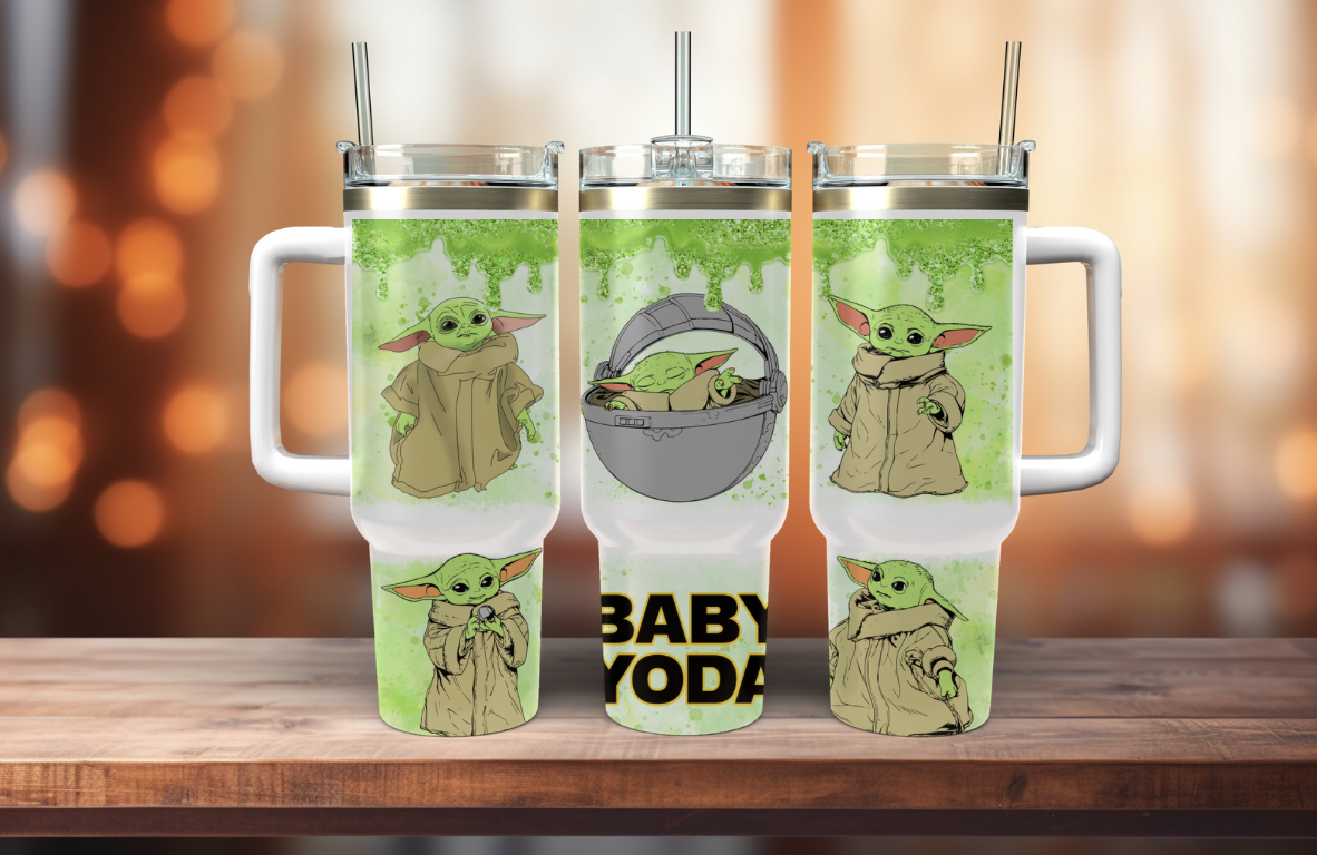 16 or 24 oz Studded Tumbler | Baby Yoda Coffee