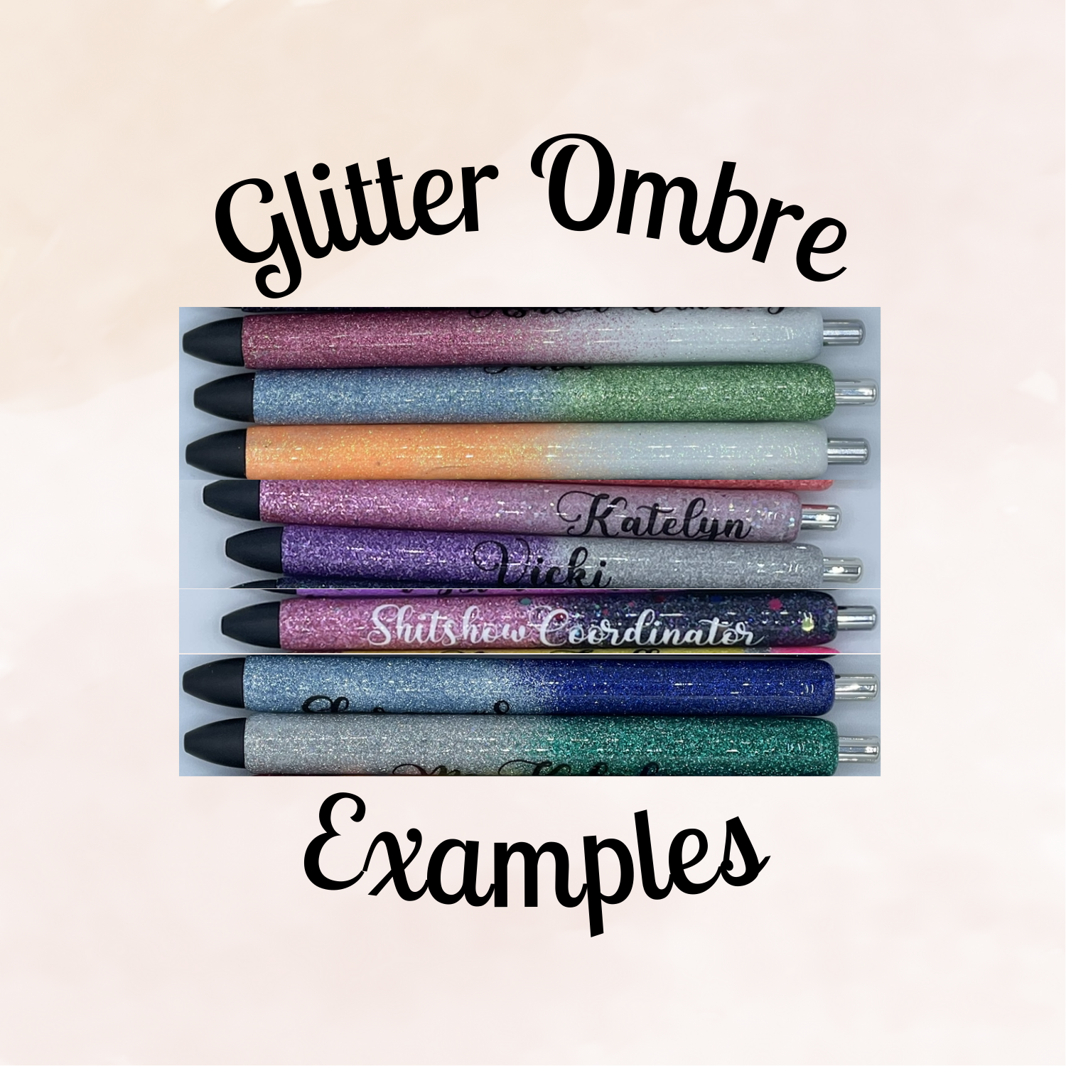 Home & Living :: Office & Organization :: Pens, Pencils & Writing ::  Glitter Ombre Pens / Personalized Glitter Pens / Teacher Pens / Gift Pens /  Glitter Gift Pens / Custom Inkjoy Pens