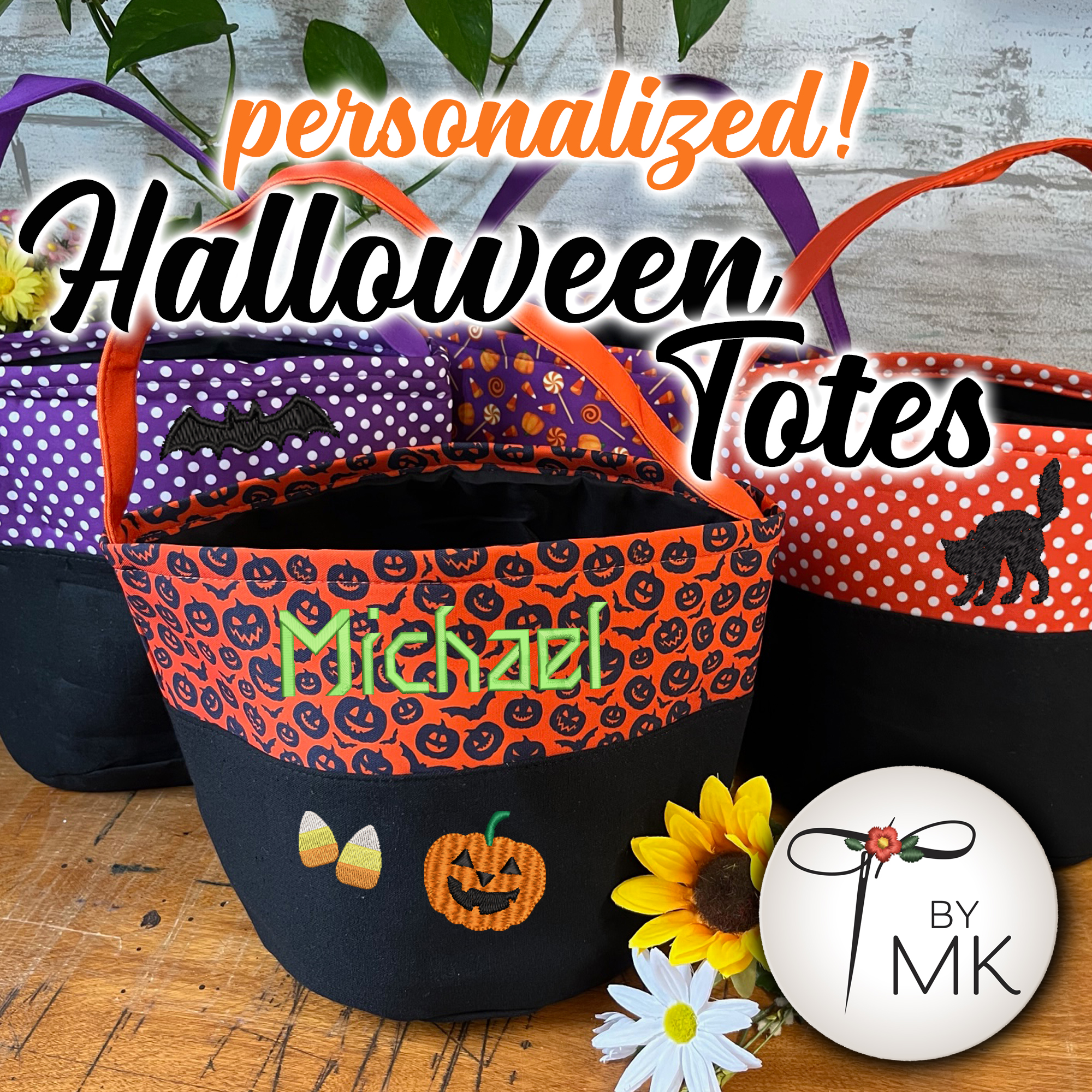 Custom Embroidered Halloween Bucket