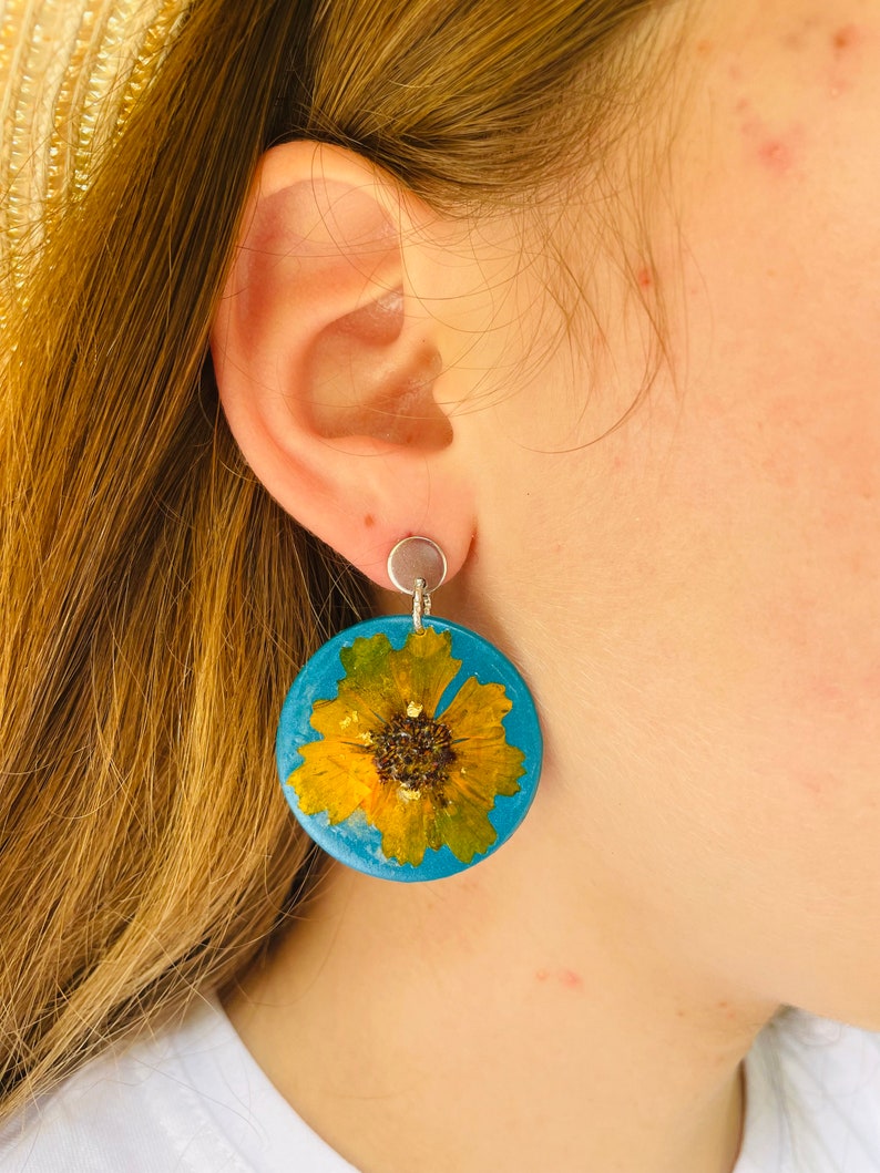 Colorful Polymer Clay Flower Earrings Studs and Dangles 