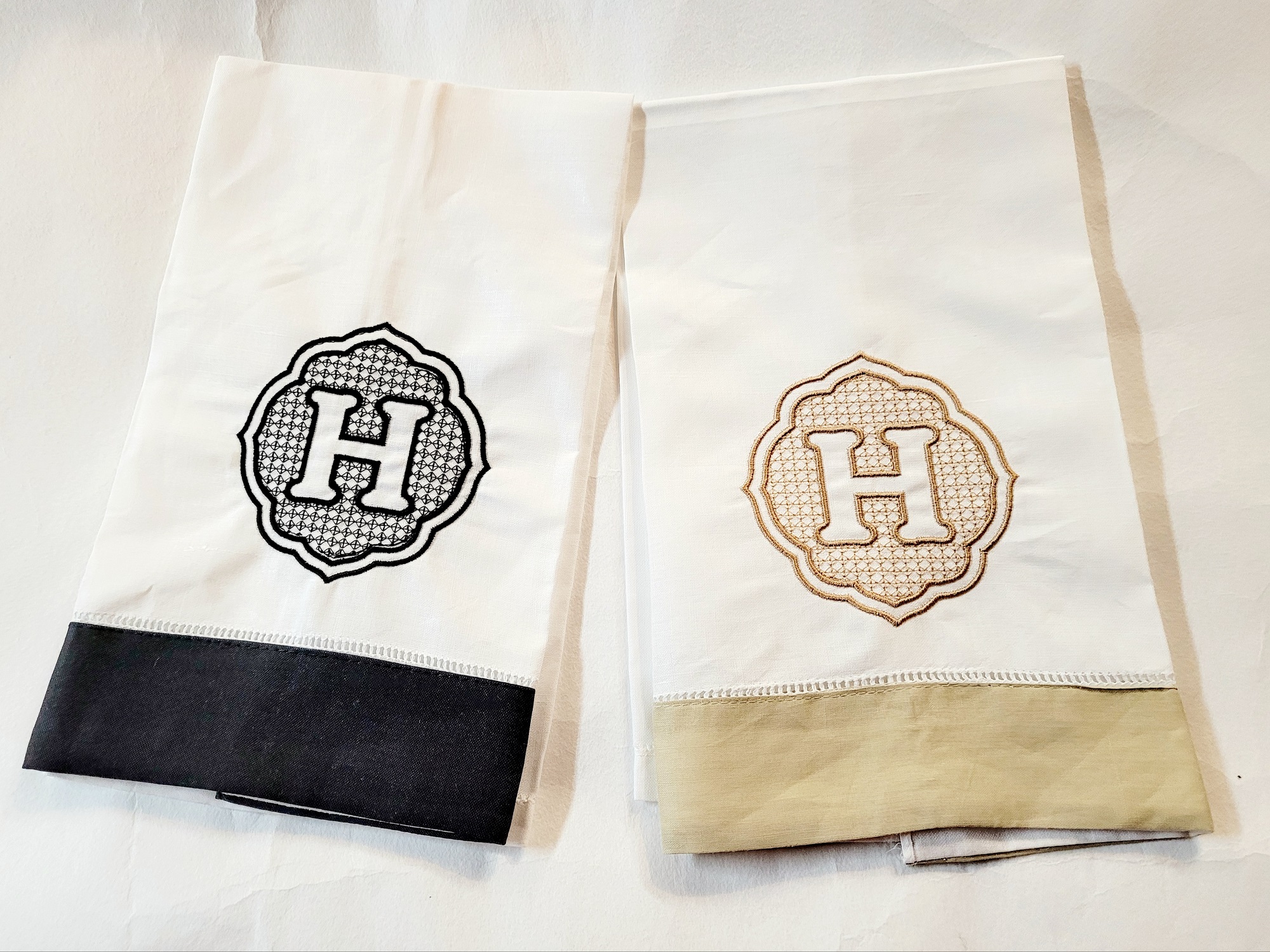 Fall Embroidered Linen Guest Towel